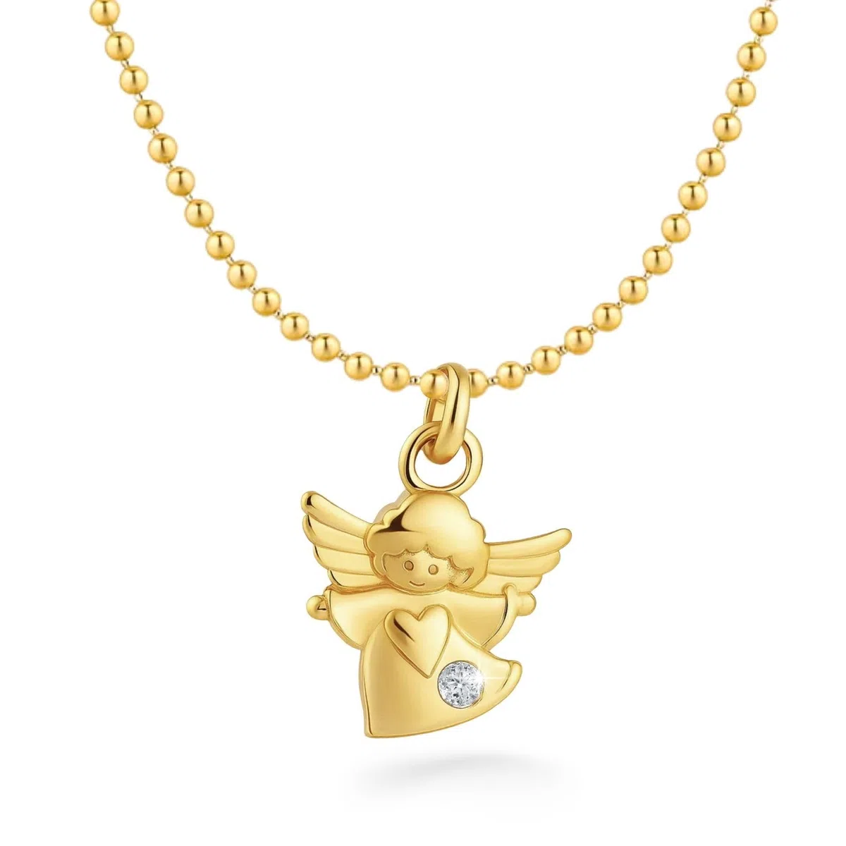 fish Collana battesimo/ragazzo/argento/oro, ciondolo a forma di angelo custode, per bambini, regalo per battesimo, nascita, biglietto di auguri e confezione regalo