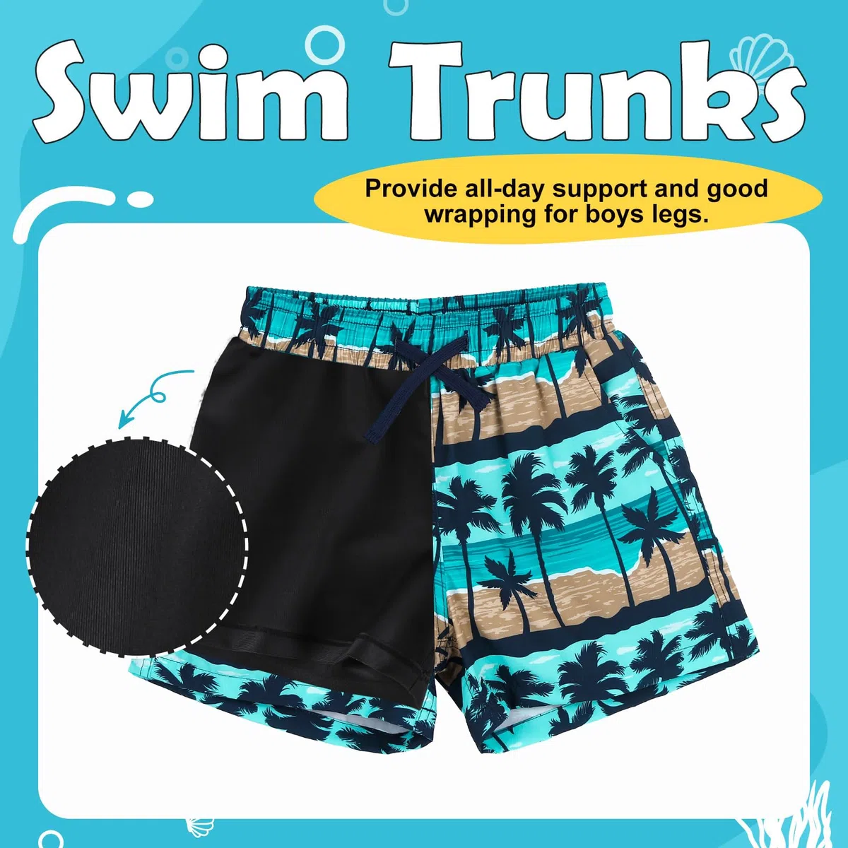 LACOFIA 2 Pezzi Pantaloncini da Bagno Bambino 2 in 1 Costume da Bagno con Fodera a Compressione Boxer Costume da Piscina Spiaggia Ragazzi con Elastico Vita Asciugatura Rapida 2~14 Anni