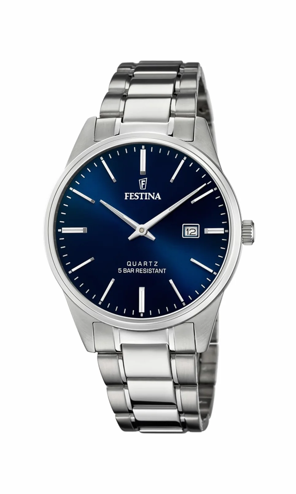 Festina Orologio Uomo Analogico in Acciaio Inossidabile 316L Argentato - Movimento al Quarzo - Calendario - Vetro Minerale ad Alta Resistenza - Impermeabile 5 ATM F20511