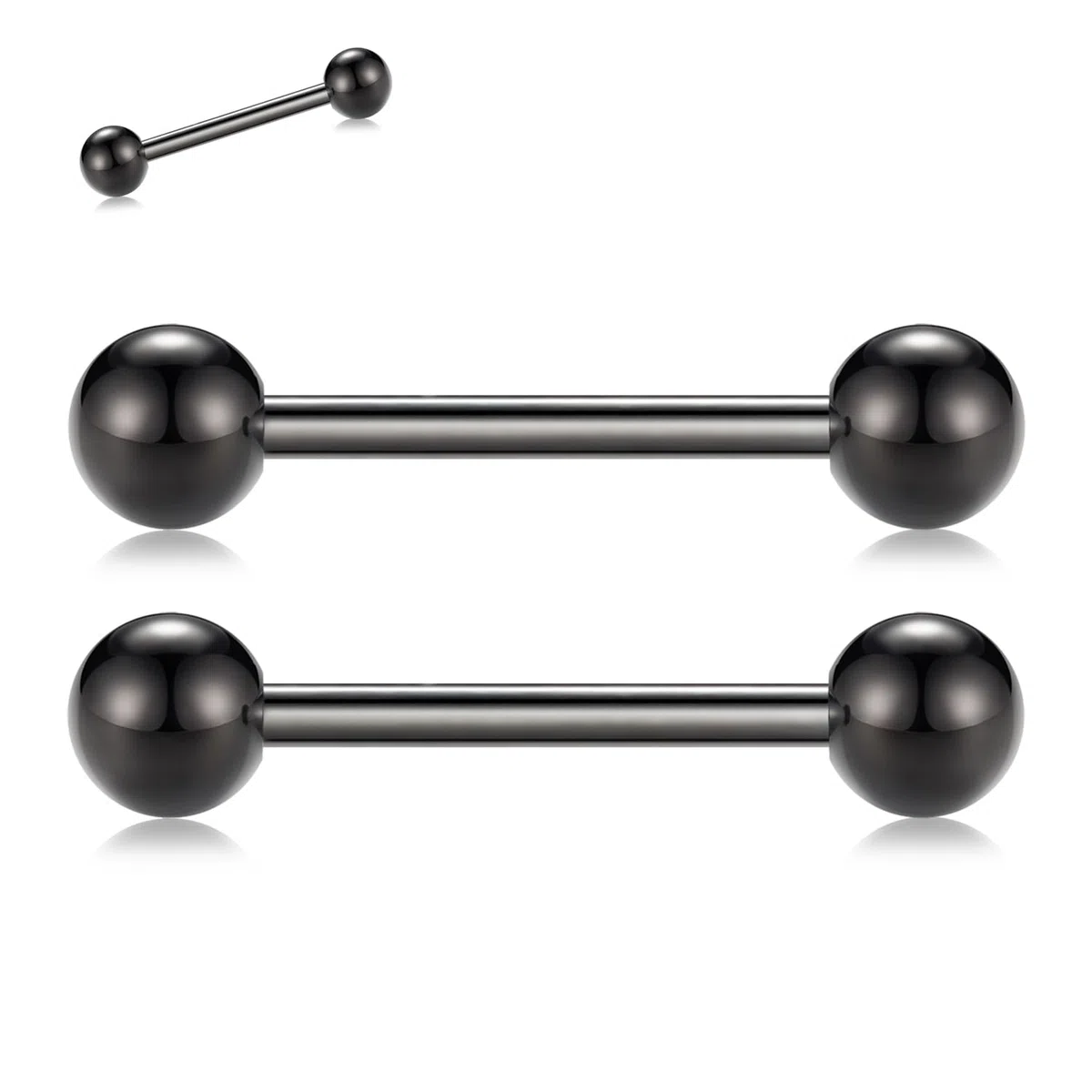 hengkaixuan 1 paio di anelli per capezzoli in titanio, oro, argento, capezzolo, barbelloni, barre, 12 g, 14 g, 16 g, per sopracciglia, per donne, Titanio, Nessuna pietra preziosa