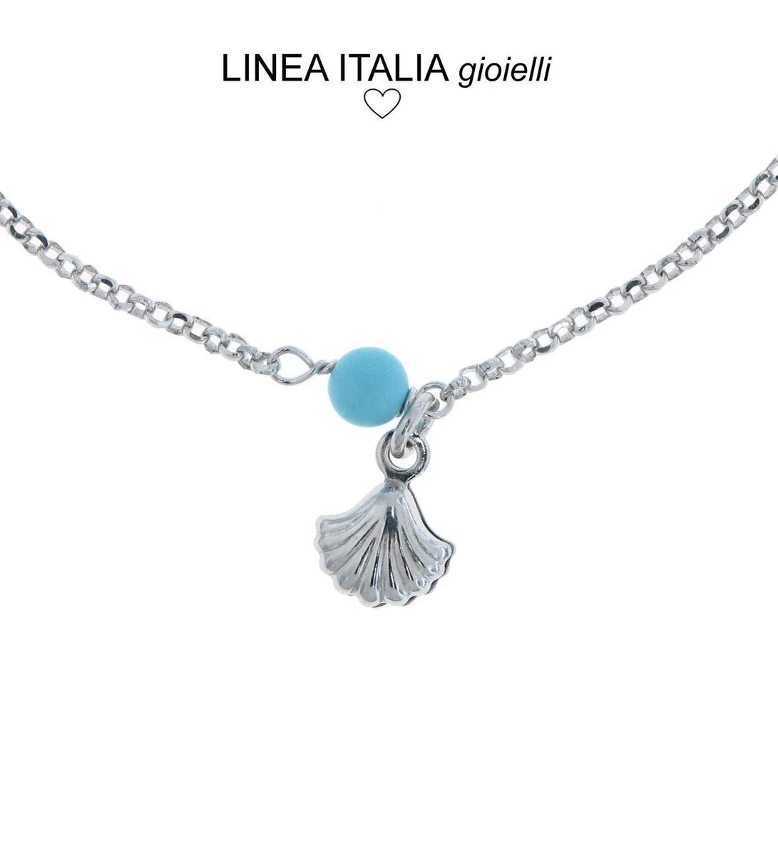 Linea Italia Gioielli - Cavigliera Regolabile per Donna in Argento 925 con Conchiglia e Perlina Azzurra - Made In Italy
