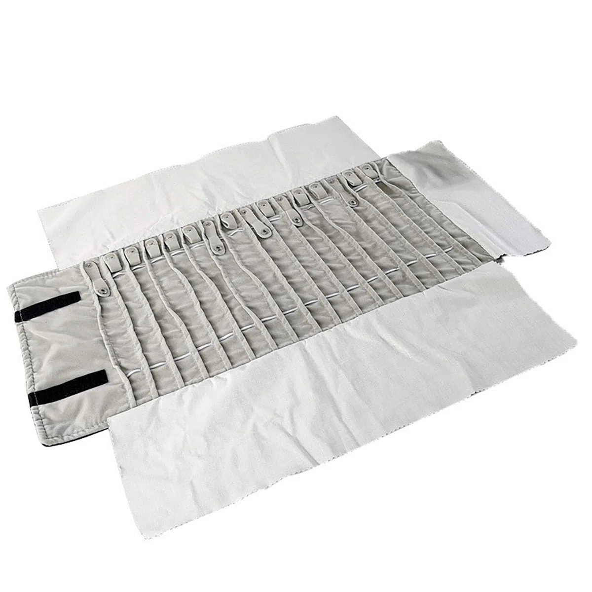 Generico Borsa a Rullo per Organizer per Gioielli, Rotolo Pieghevole per Gioielliere Grande capacità e Pratico Portatile,per più Collane, Grigio,Flannel