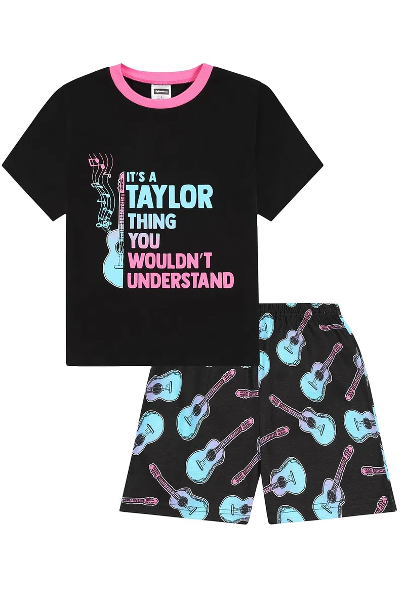 thepyjamafactory It's a Taylor Thing, You Wouldn't Understand Nero Blu Ragazze Corto Cotone Pigiama Pjs per Bambini