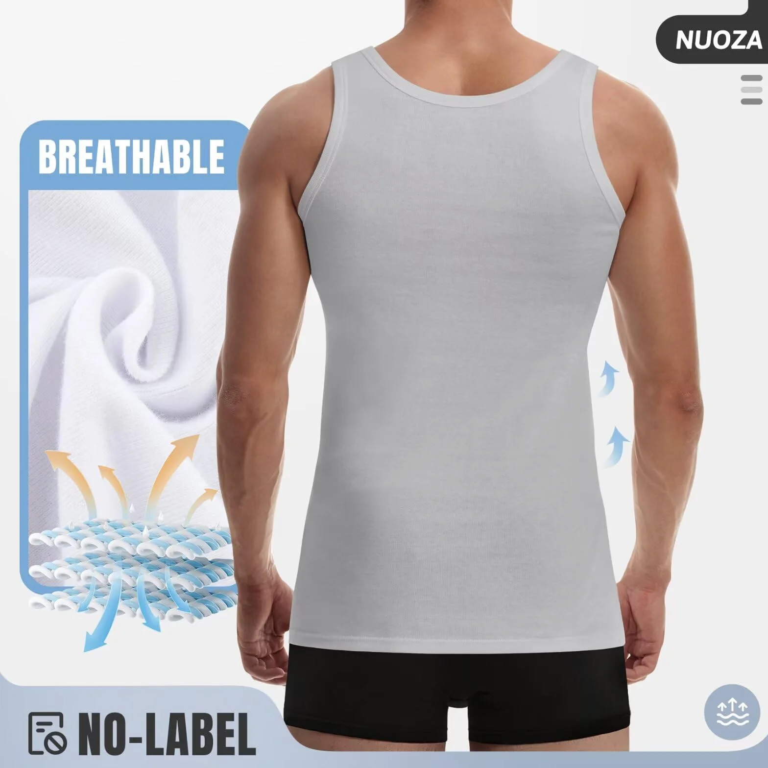 NUOZA Canottiera (Pacco da 5/3) Uomo 100% Cotone Canottiera Nero Bianco Grigio Marino Oliva S-5XL