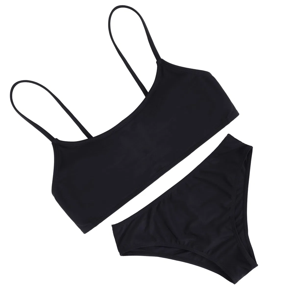 Costume da bagno per ragazze, tinta unita, 2 pezzi, incrociato, spalline regolabili, bikini per ragazze adolescenti con imbottitura sul petto