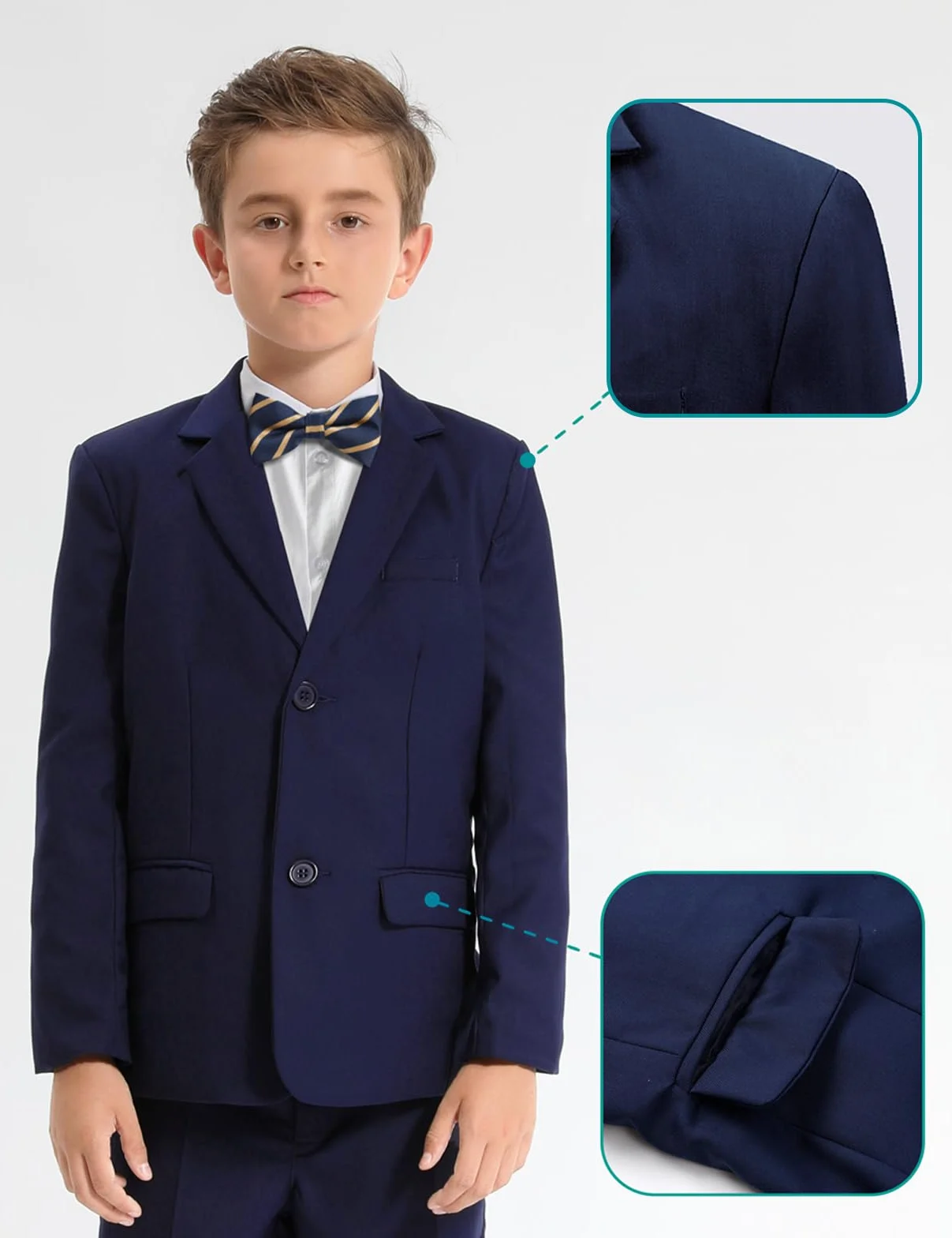 mintgreen Boys Blazer Suit 3PCS Kids Page Boy Outfit Sets Tuexdo Blazer + Waistcoat + Trouser 5-12 Years