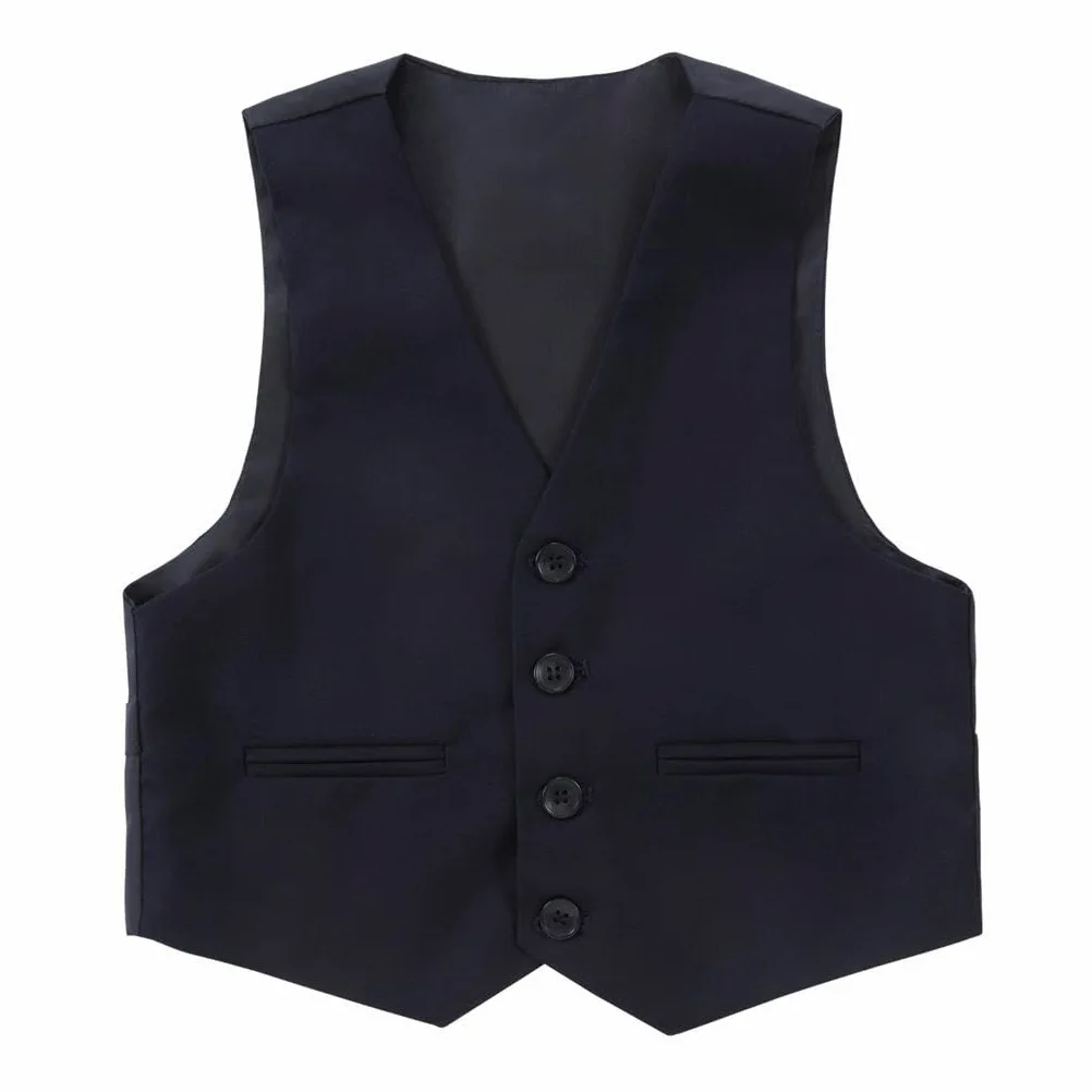 Lito Angels Smoking Blu Navy Completo Elegante per Bambino, Set 5 Pezzi (Gilet, Giacca, Camicia, Cravatta e Pantaloni) Taglia 2-8 Anni