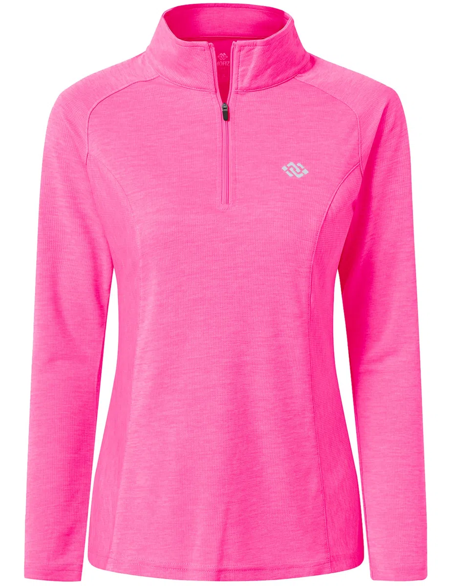 Donna Maglia da Corsa a Maniche Lunghe 1/4 Zip Felpa Sportivo Yoga Fitness Outdoor Tops