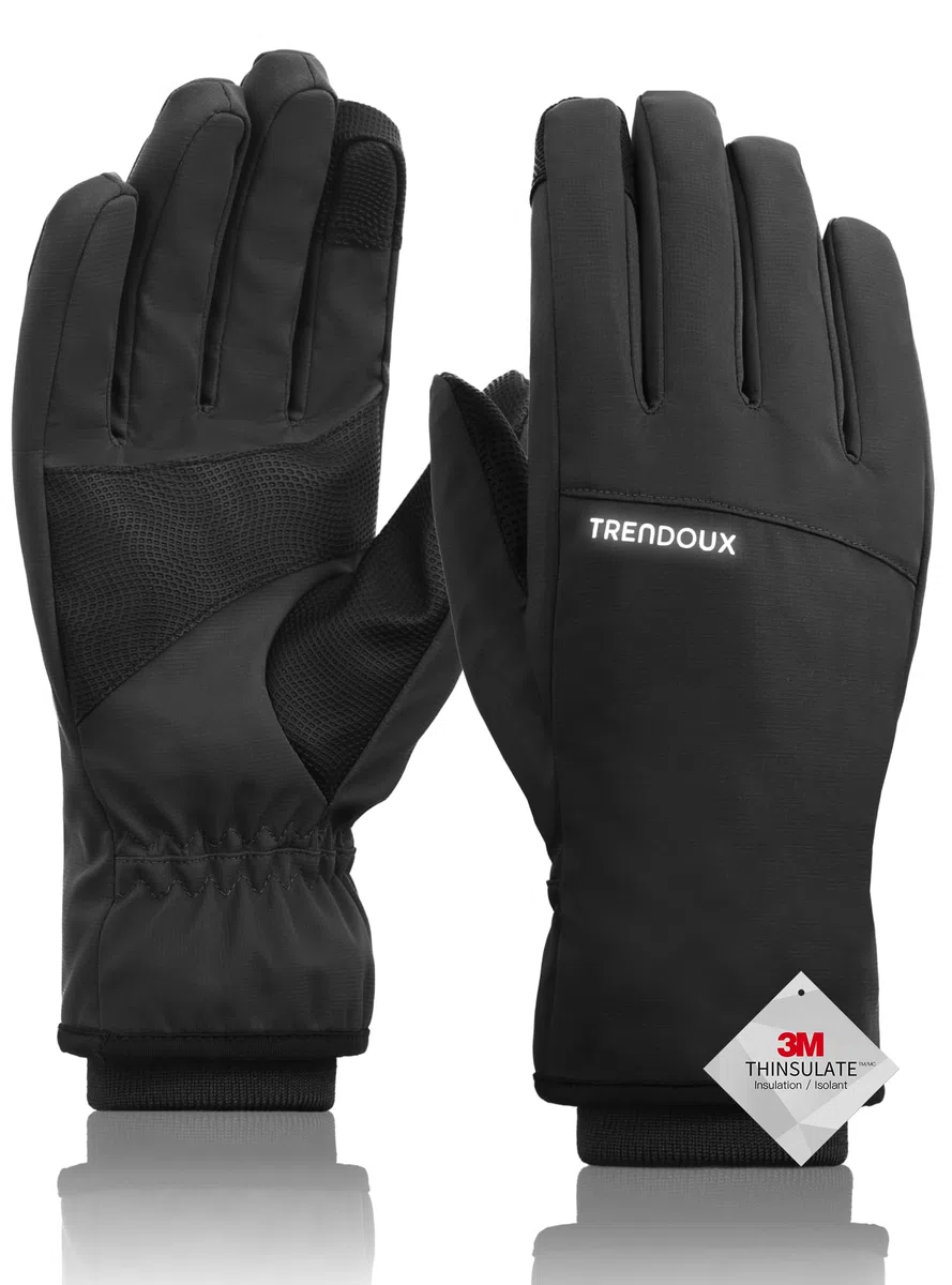 TRENDOUX Guanti Invernali Uomo Donna: Guanti Pile Sci Impermeabile Anti Freddo Antivento Antiscivolo, Termici Touch Neve per Sci Snowboard Bici Moto Sportivi Guida