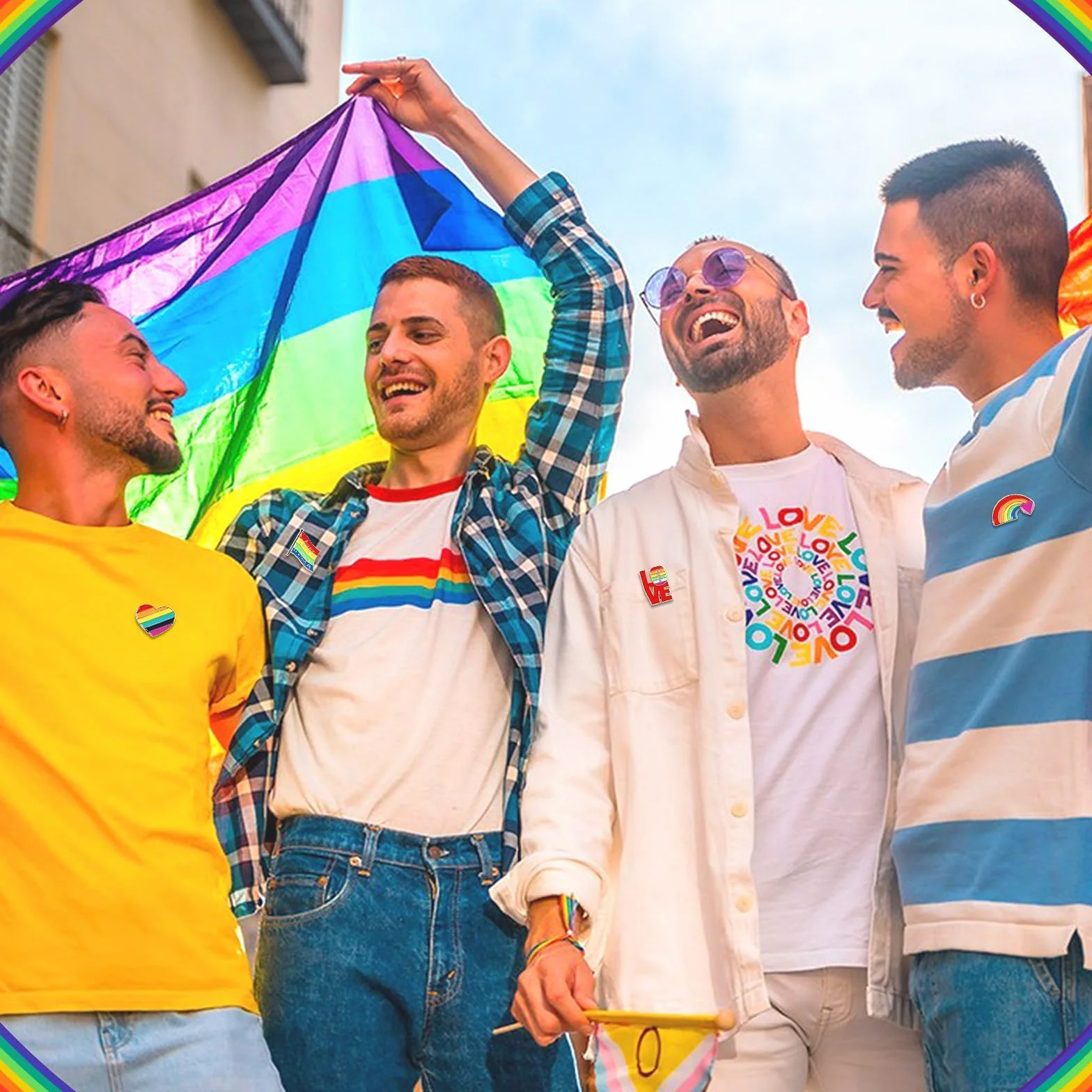 SANNIX 60 spille arcobaleno smaltate LGBT con bandiera a cuore gay-Pride, spille per vestiti, borse, cappelli, accessori, 20 stili
