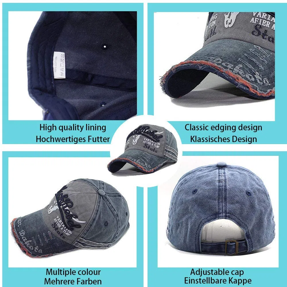 CheChury Cappello Uomo Cappellino Estivo Ricamato Unisex Baseball Tappo Cotone Moto Tappo Bordo Hip-Hop del Berretto da Baseball Regolabile Cappello