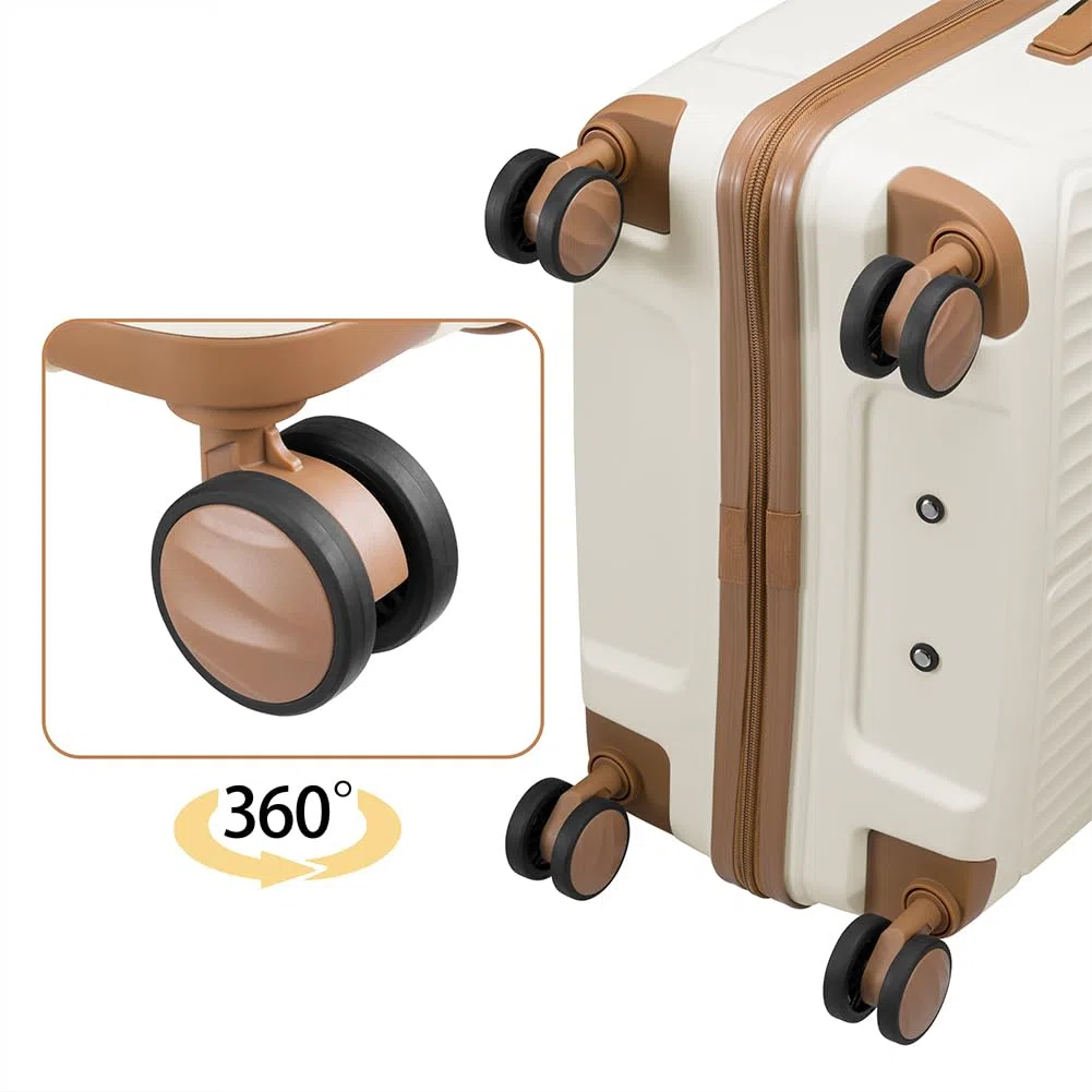 Set 3 Valigie Rigide in ABS, Valigia Rigida 38-59 - 90 Litri, Manico Telescopico, Ruote Easy Roll, Trolley Resistente e Leggero da Viaggio, Bagaglio a Mano (Bianco Perla)