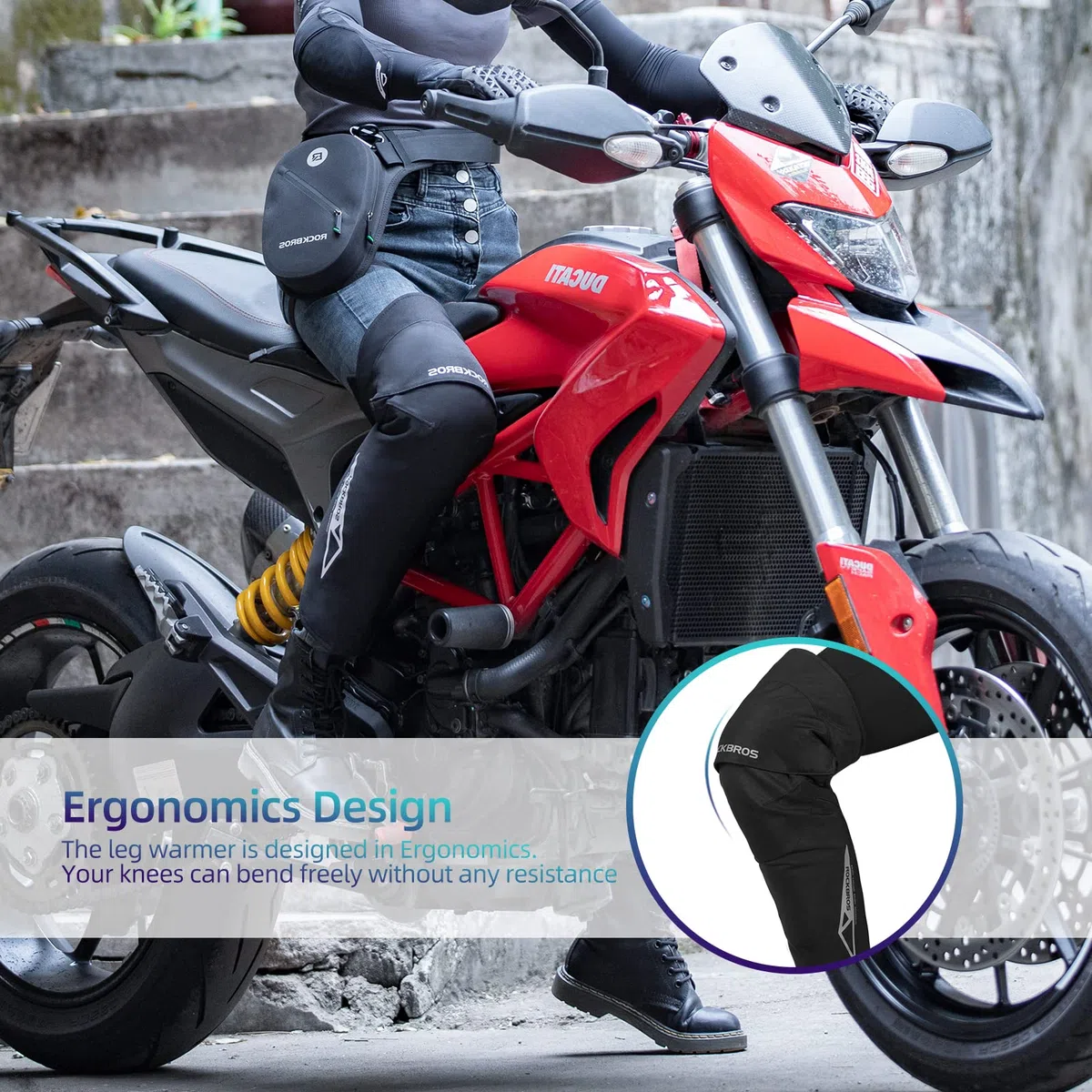 ROCKBROS Scaldamuscoli Ciclismo, Manicotti Gambe Invernali MTB, Gambale Antiurto Riflettenti, Gambali Termici Antivento Bici, Uomo Donna Unisex