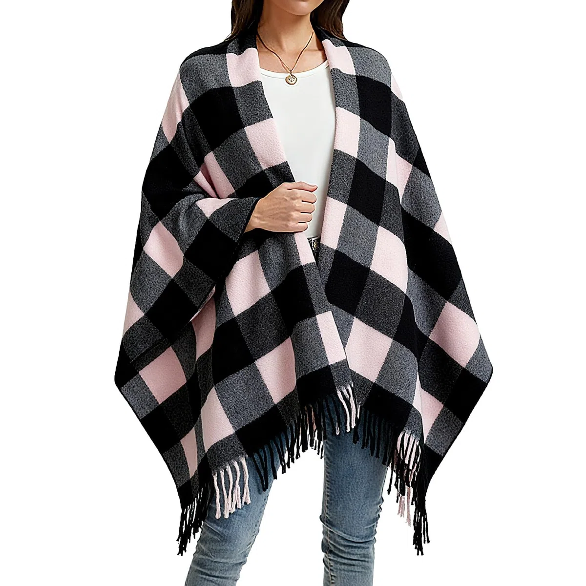 Rayson Poncho Donna Invernale Elegante Sciarpa Alla Moda in Tartan con Motivo a Quadri Scialli e Pashmine Invernali Spessi Caldi e Morbidi