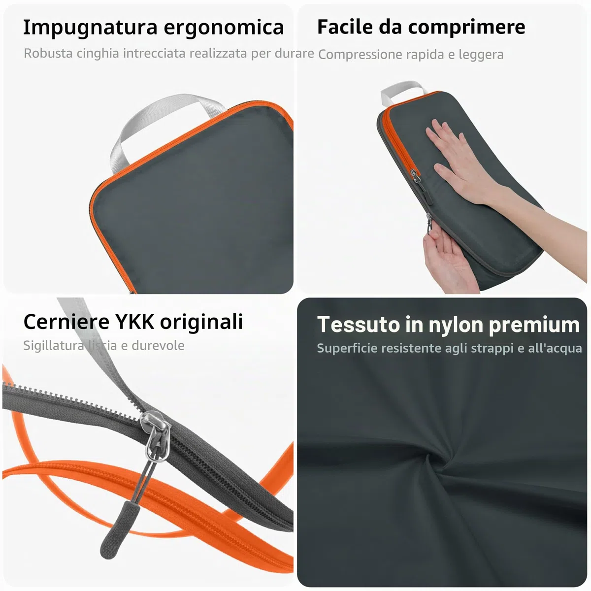 Cipway Set di cubi da imballaggio a compressione, organizer da viaggio espandibile ultraleggero per bagaglio a mano (grigio, 3 pezzi)