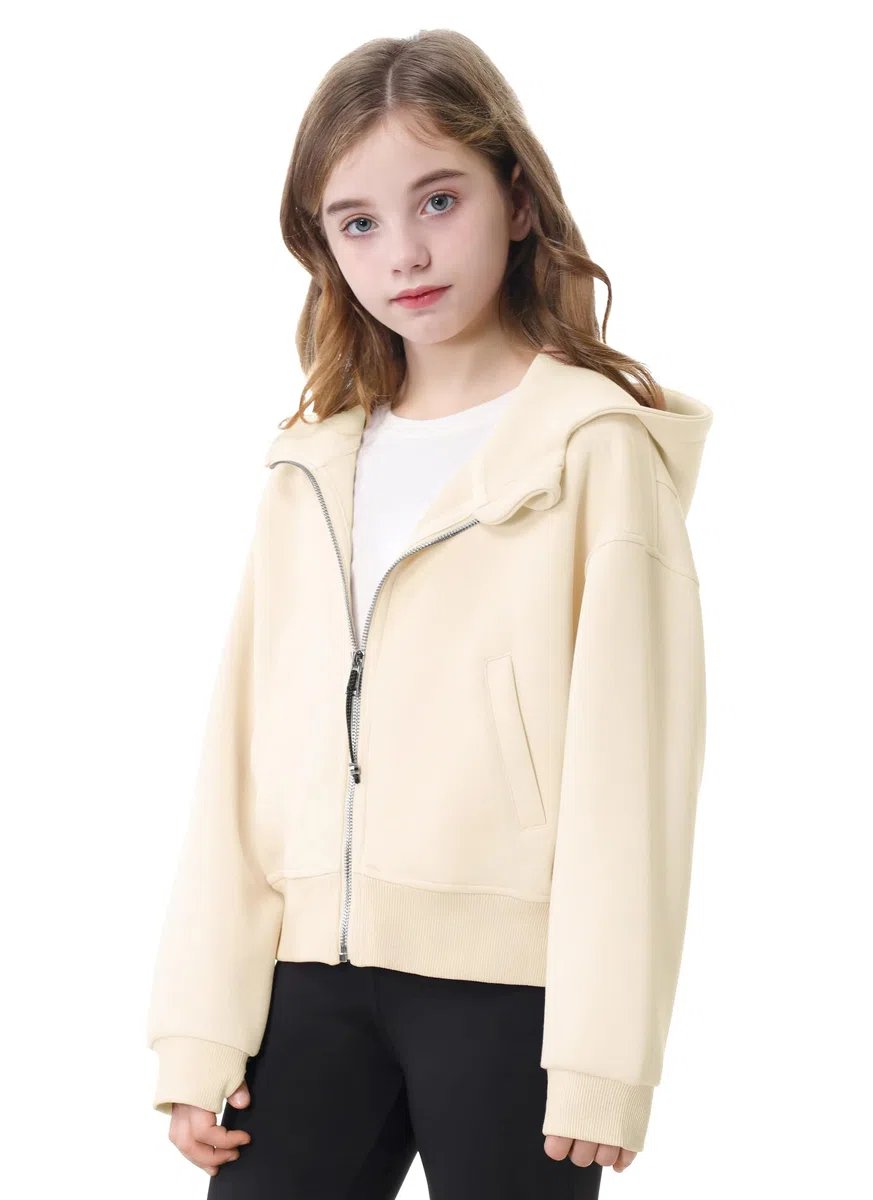 Rolanko Ragazze Felpa con Cappuccio con Cerniera, Cotone Giacca con Cappuccio a Maniche Lunghe Felpa con Tasche per Bambina