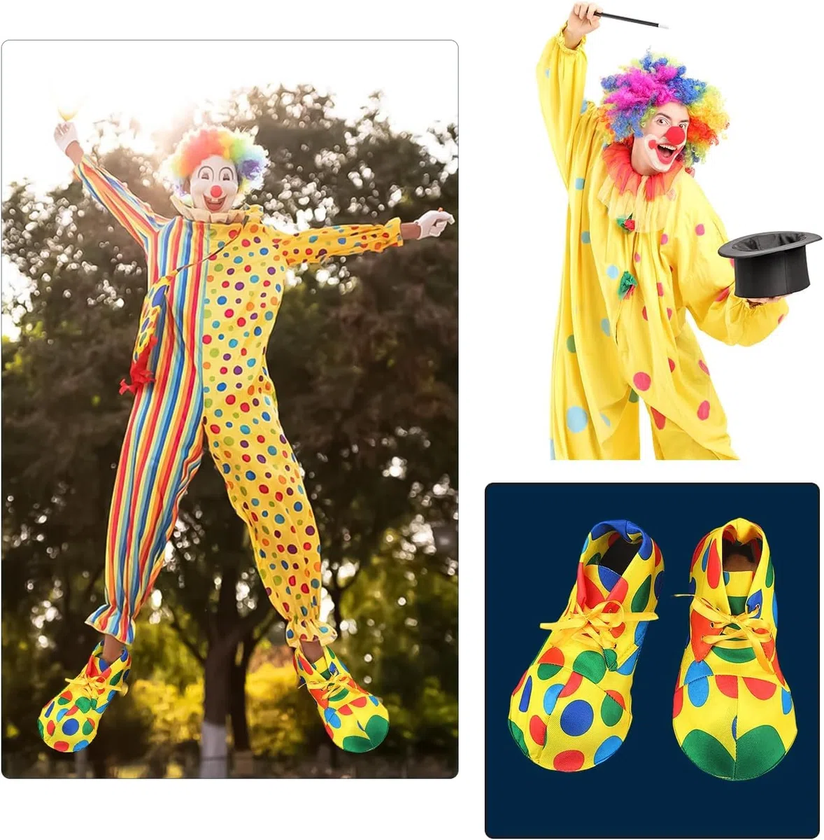 Scarpe da clown Carnevale costume da gioco costume scarpe da clown colorate adatte la performance di danza da festa di Halloween Natale Carnevale vestire gioco di ruolo teatrale