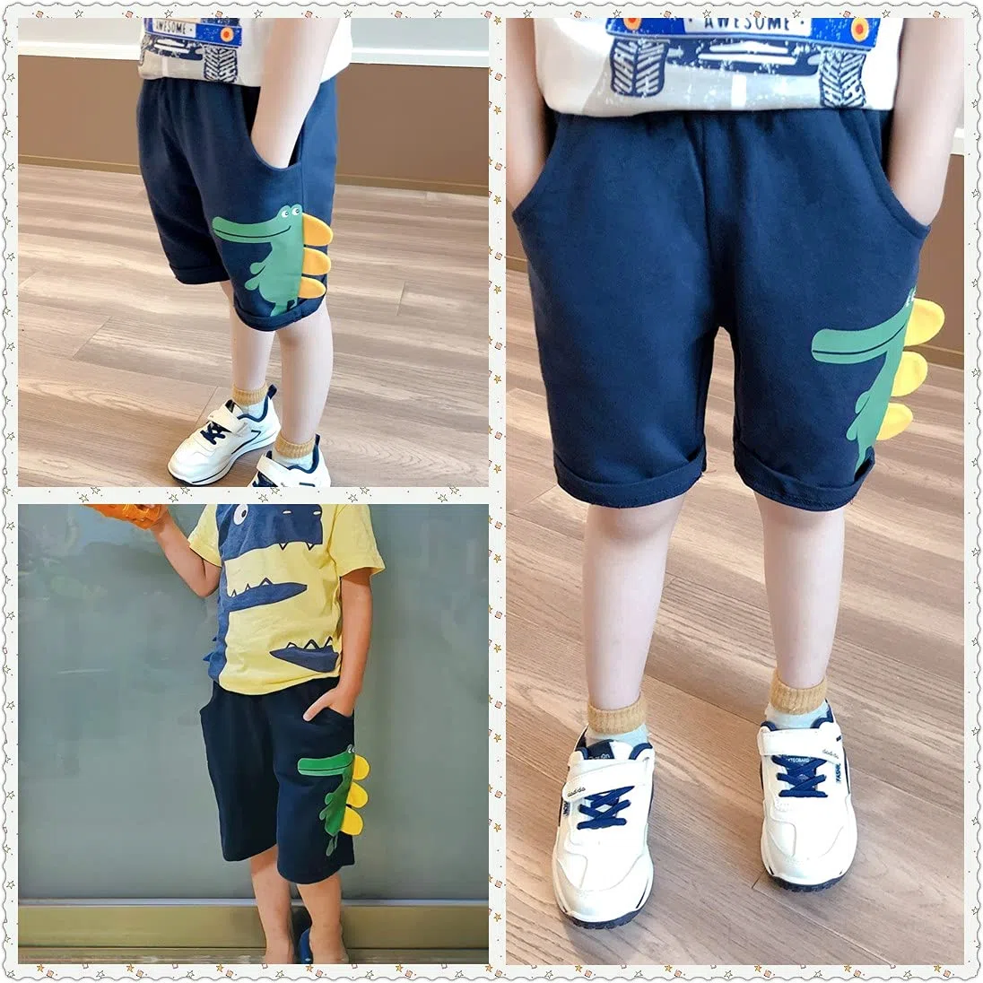 Pacco da 2 Pantaloncini Cotone Bambino Ragazzo Estate Cartoon da 1 a 7 Anni