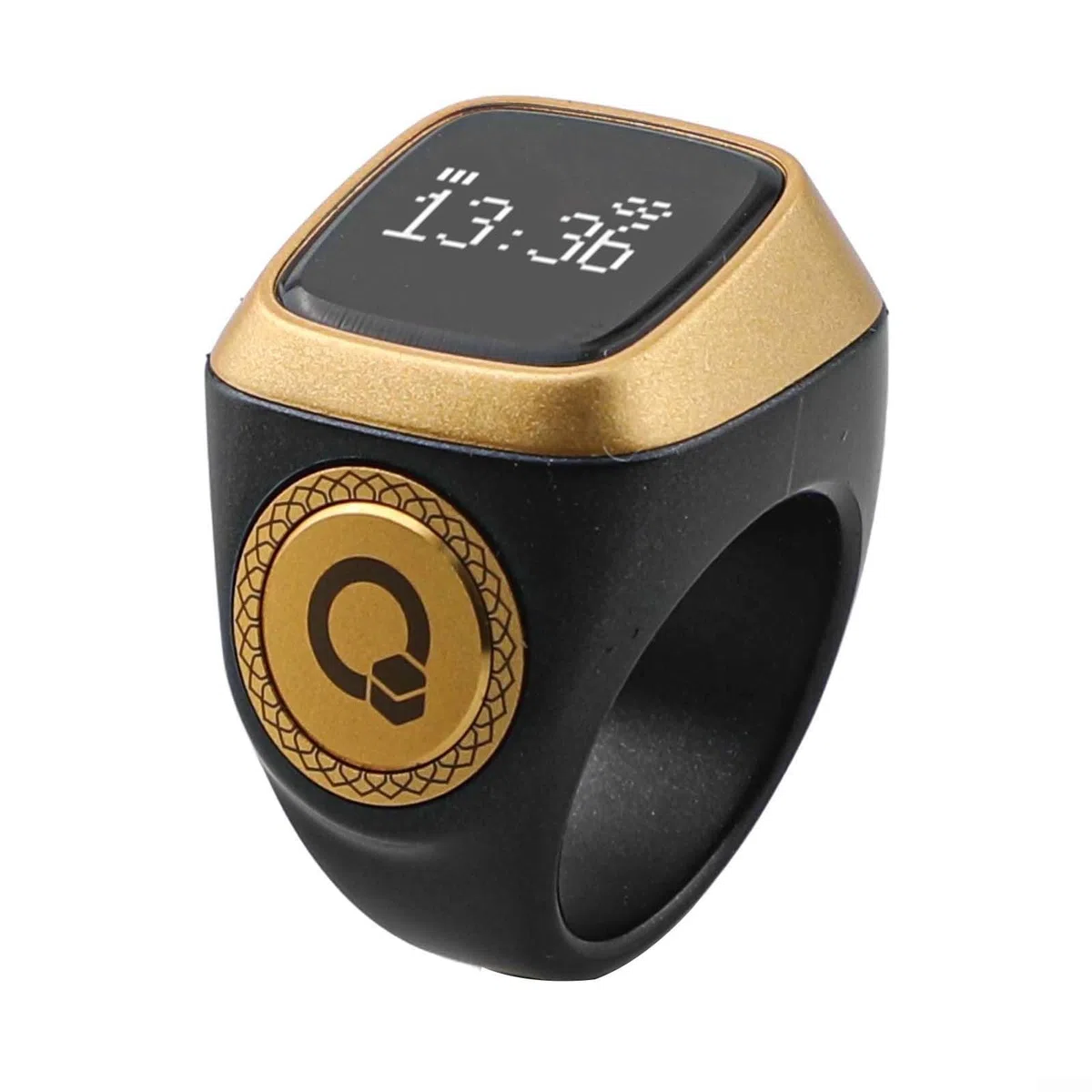 Contatore per anelli con schermo, anello impermeabile per musulmani, conteggio digitale Tasbih e promemoria di preghiera (18 mm nero)