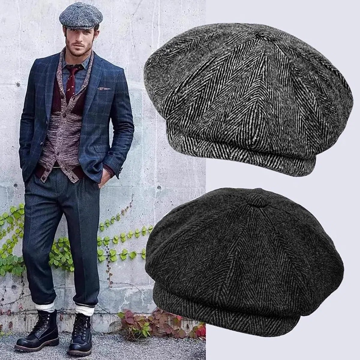 Coppola Berretto Piatto Baschi Uomo Regolabile Newsboy Cappellino Vintage Scozzesi Cappello Basco Uomo Flat cap