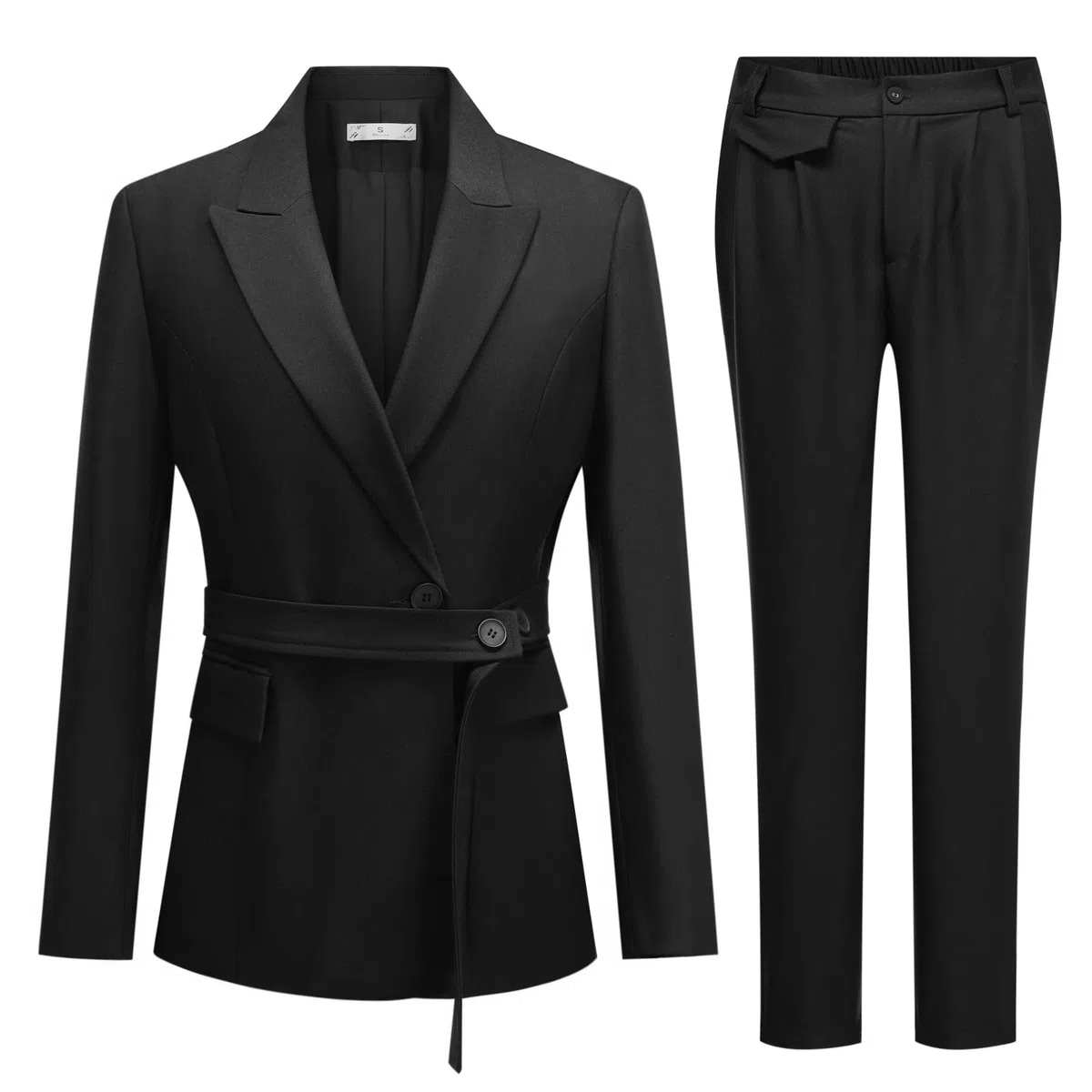 YYNUDA Set di 2 pezzi da donna vestito (con cintura) sartore/pantaloni slim fit a un bottone, abbigliamento business con tasche eleganti e quotidiane per quattro stagioni