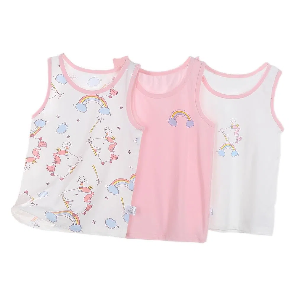 Canottiere in Cotone da Bambina Canottiere in Cartone Animato Confezione da 3 per 2-8 Anni