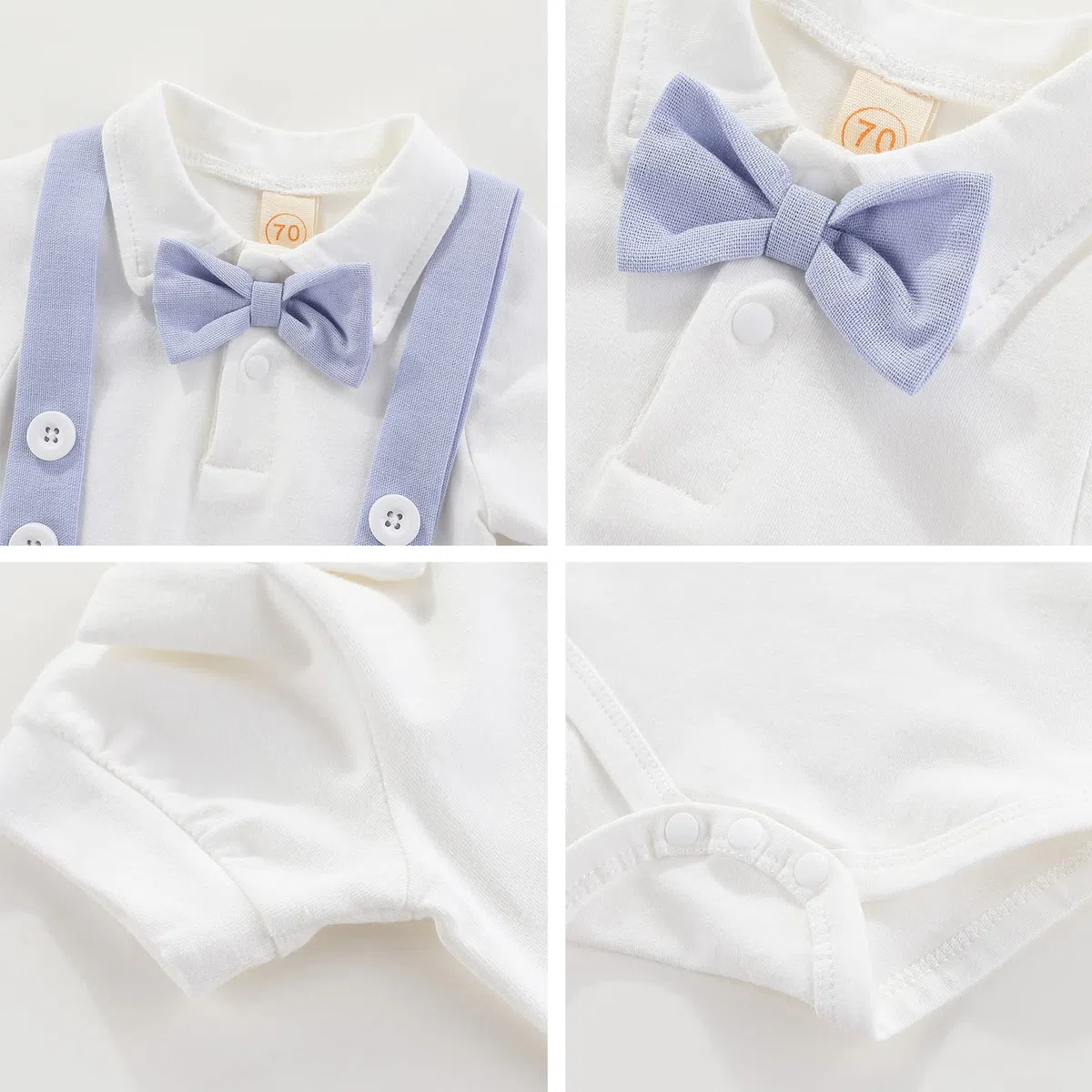 Gajaous Completi da Gentiluomo per Neonato, Pagliaccetto con Papillon a Manica Corta per Bambini + Pantaloncini con Bretelle