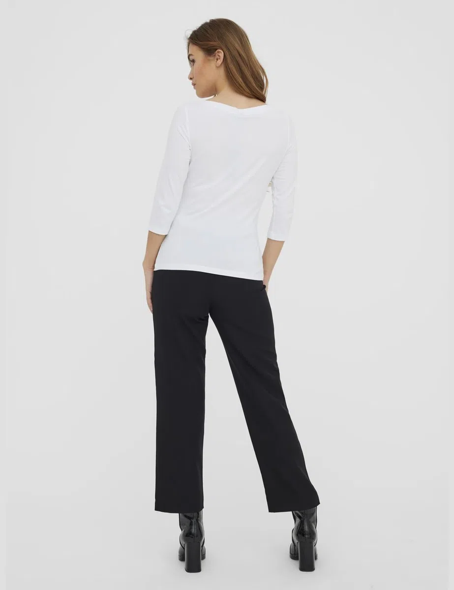 VERO MODA Donna Maglietta Elasticizzato a Manica 3/4, Scollo a Barca, Top Aderente, Manica Lunga.