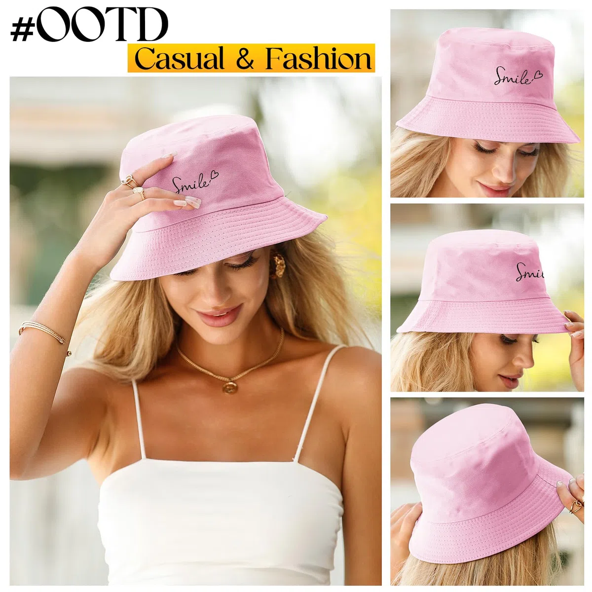 Nadeer Cappello Pescatore Donna Bucket Hat Pieghevole Cappello da Sole Unisex Uomo Cotone Cappelli Estivo UV Protezione per Pesca Escursionismo Campeggio