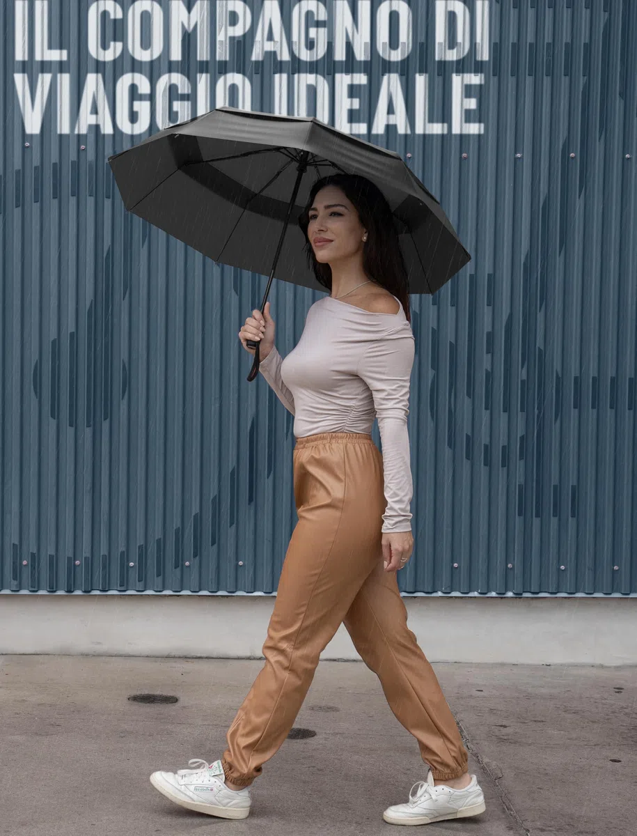 Repel Umbrella Ombrello Pieghevole AntiventoCompatto e Resistente – Apri e Chiudi Automatico - Struttura in Fibra di Vetro, Telo Impermeabile – Ombrello Portatile Perfetto per Zaino, Borsa e Viaggi