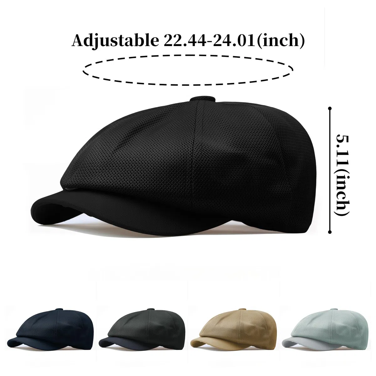 Cappello Estivo Traspirante Coppola Berretto in Rete Newsboy cap Piatta Scozzese Beret Regolabile Vintage da Golf
