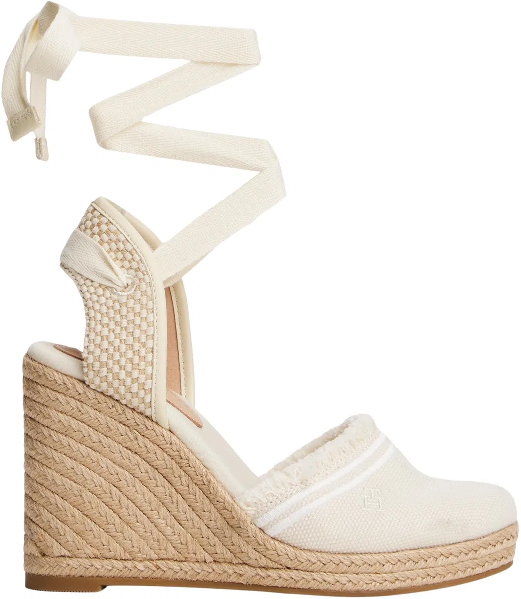 Tommy Hilfiger Donna Espadrillas Wedge Fringe Canvas con Tacco a Zeppa