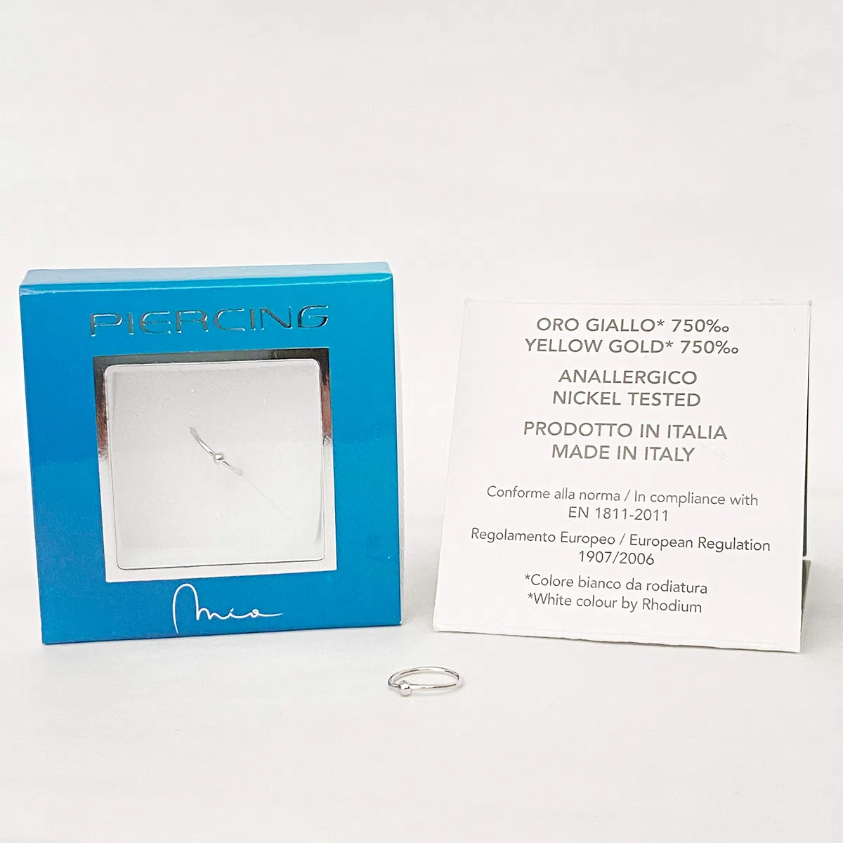 Mia Gioielli - Piercing Naso in Oro 18k (750) Bianco, Anellino Flex ø 8mm - Anallergico Unisex