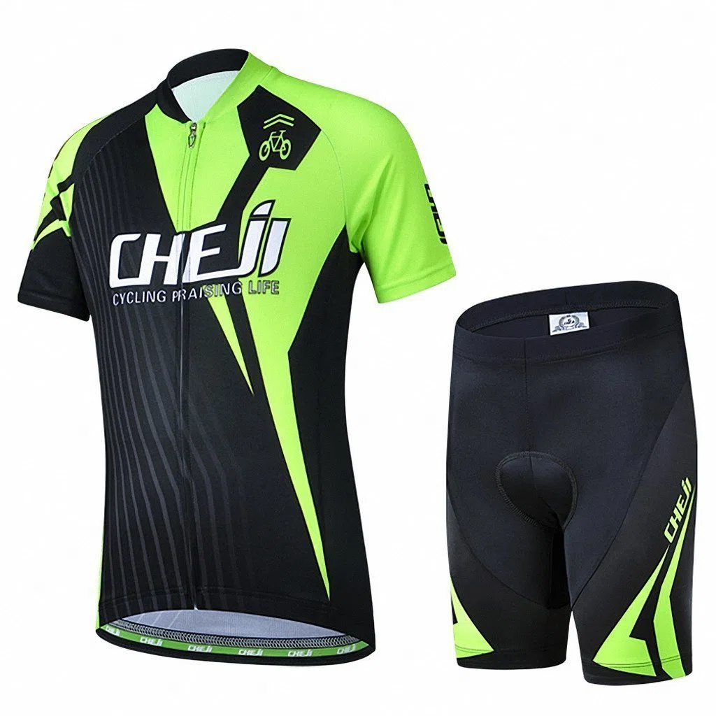 Set Bambino Maglia Ciclismo di Abbigliamento Unisex a Maniche Corte, Set di Maglia Ciclismo per Bambino (Maglia Bici a Manica Corta + Pantaloncini Imbottiti)