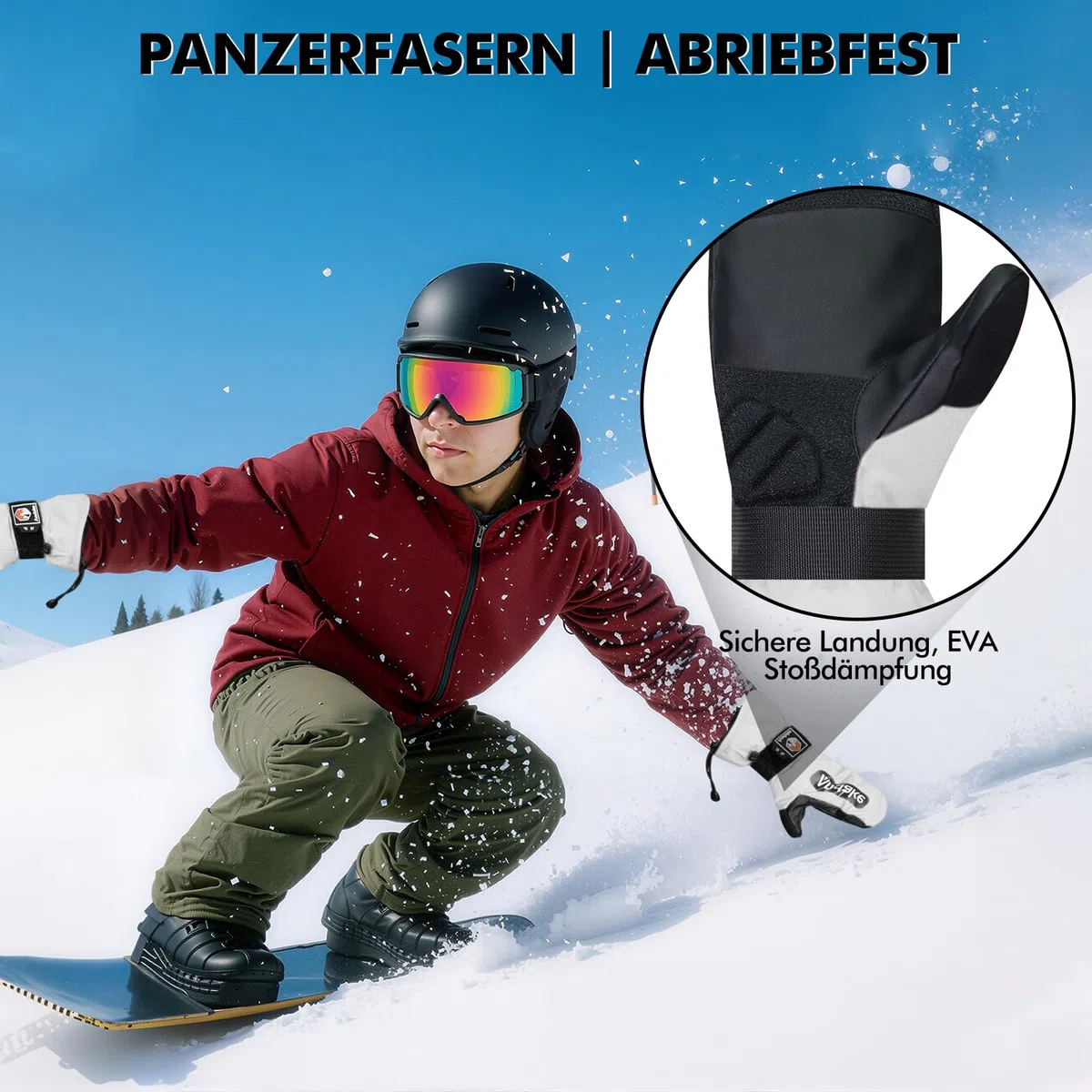 Andake Guanti da Sci per Uomo Donna, Caldi e Impermeabili, Antivento, per Sci, Snowboard, Viaggi, Escursioni e Sport Invernali All'aperto