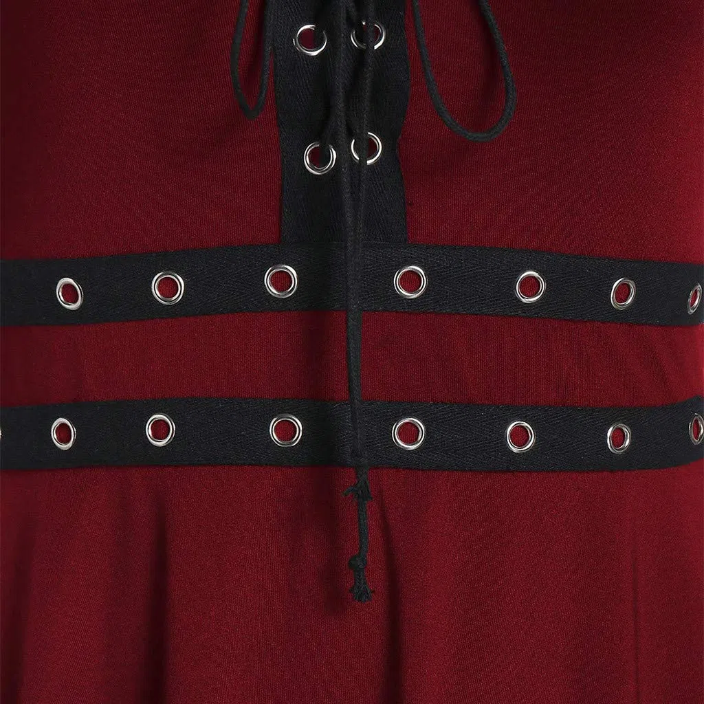 Abito estivo da donna, stile gotico, senza maniche, con lacci, stile gotico, abito da sera, abito da ballo, abito da sera