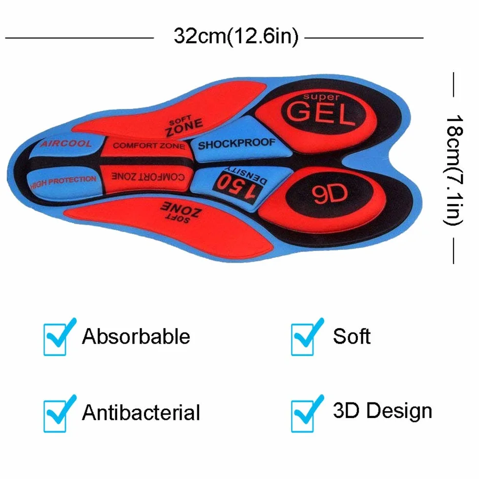 Pantaloncini Ciclismo da Uomo Bicicletta Intimo Bici Gel Imbottito Mutande Ciclismo Traspirante