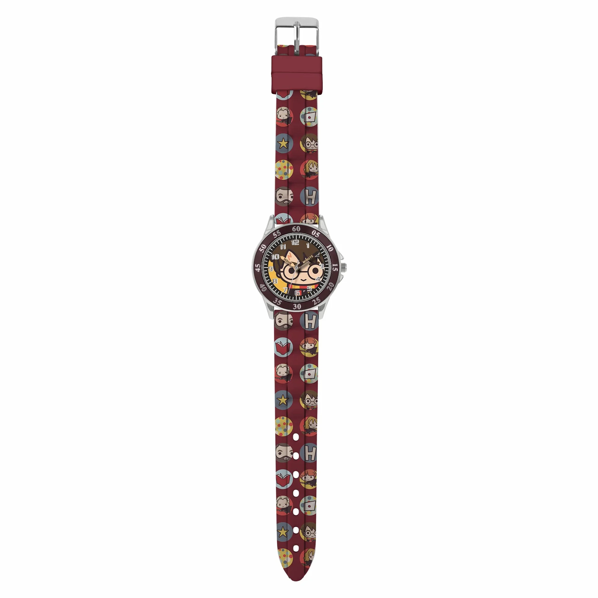 Harry Potter Warner Brothers HP9049 - Orologio da polso con cinturino per insegnante a tempo, colore: Marrone, Rosso, Cinturino