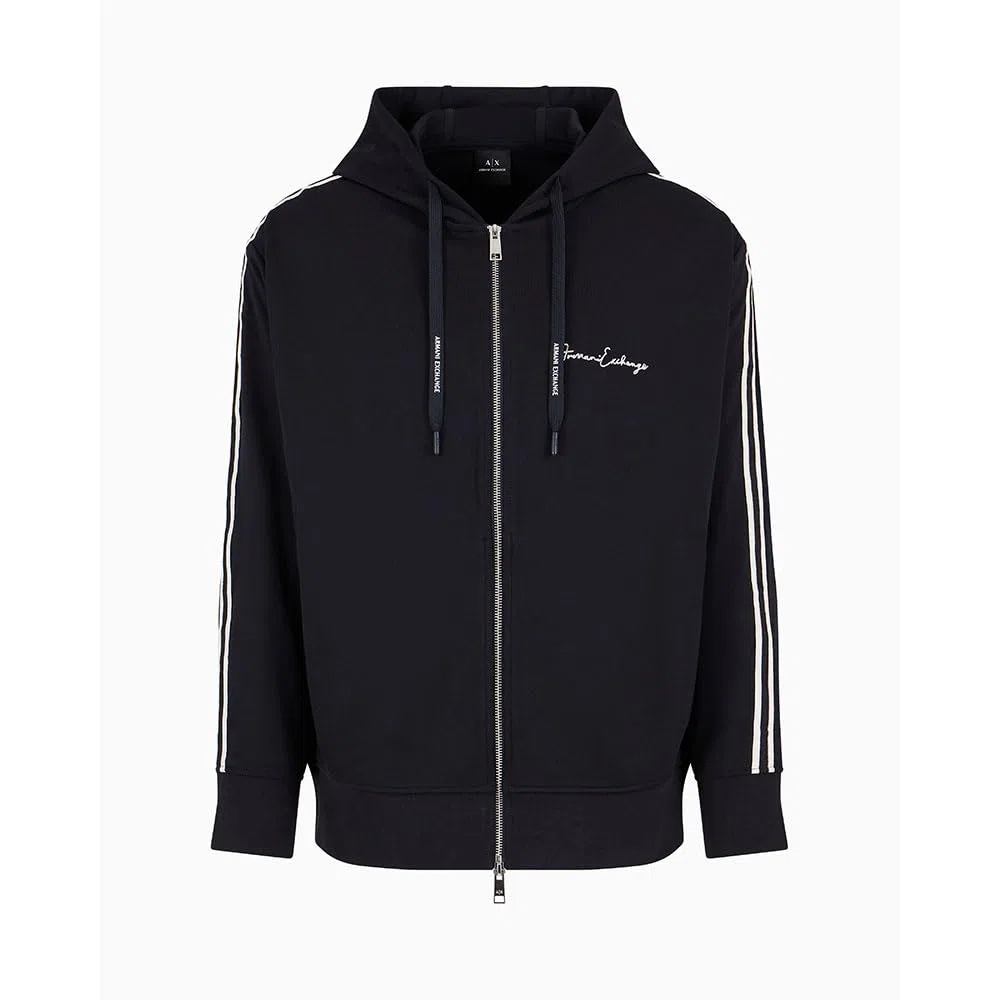 Armani Exchange Essential, Logo Signature, Full Zip Felpa con Cappuccio Uomo (Pacco da 1)