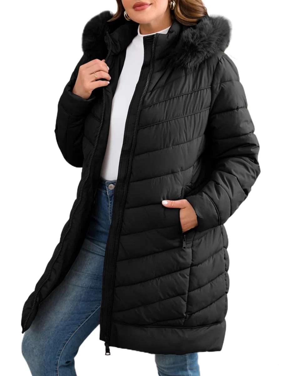 Geschallino Piumini da donna taglie forti Abbigliamento invernale trapuntato Cappotto con cappuccio e tasche