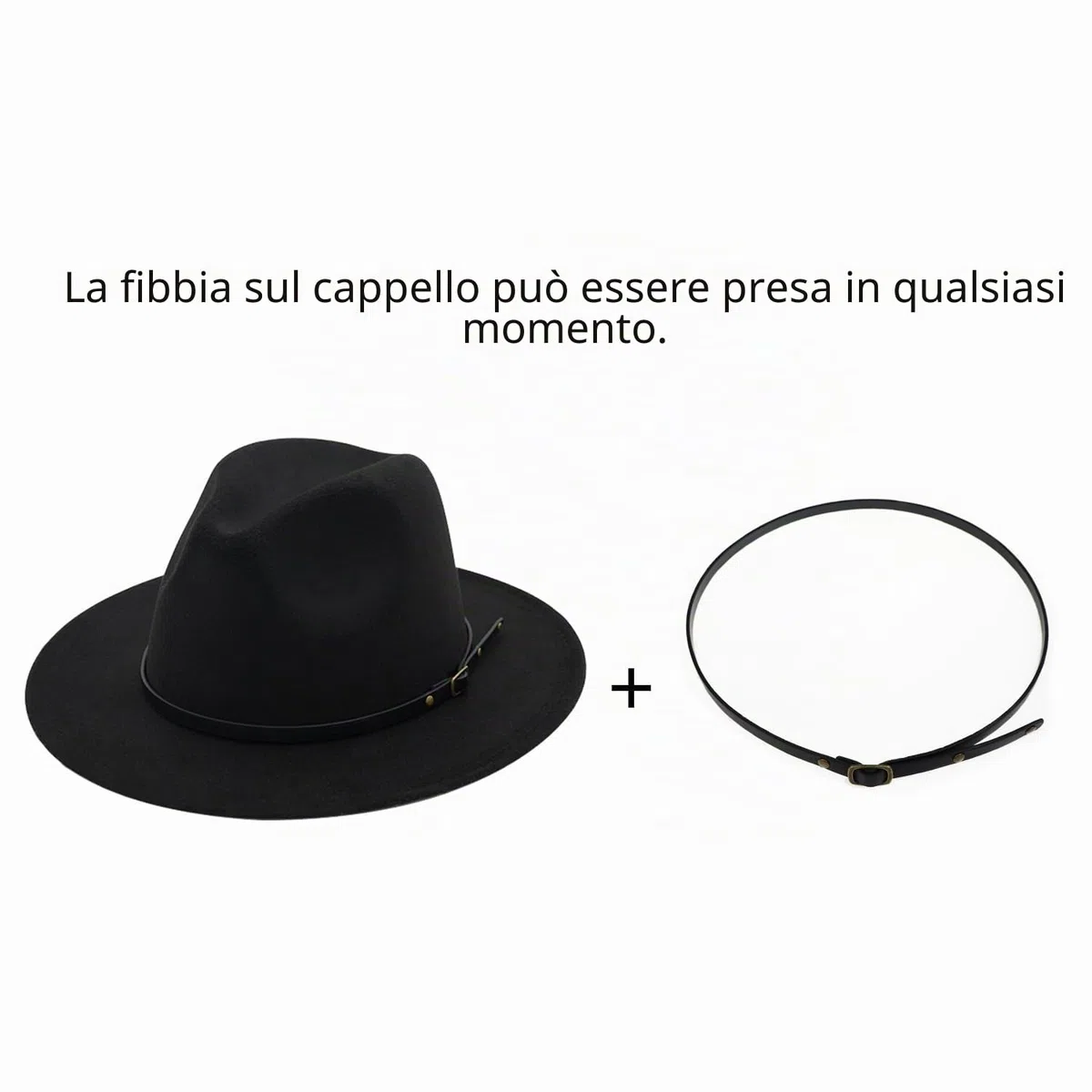 DRESHOW Cappello a tesa Larga Fedora per Donna Cappello Floscio Panama Retrò con Fibbia per Cintura