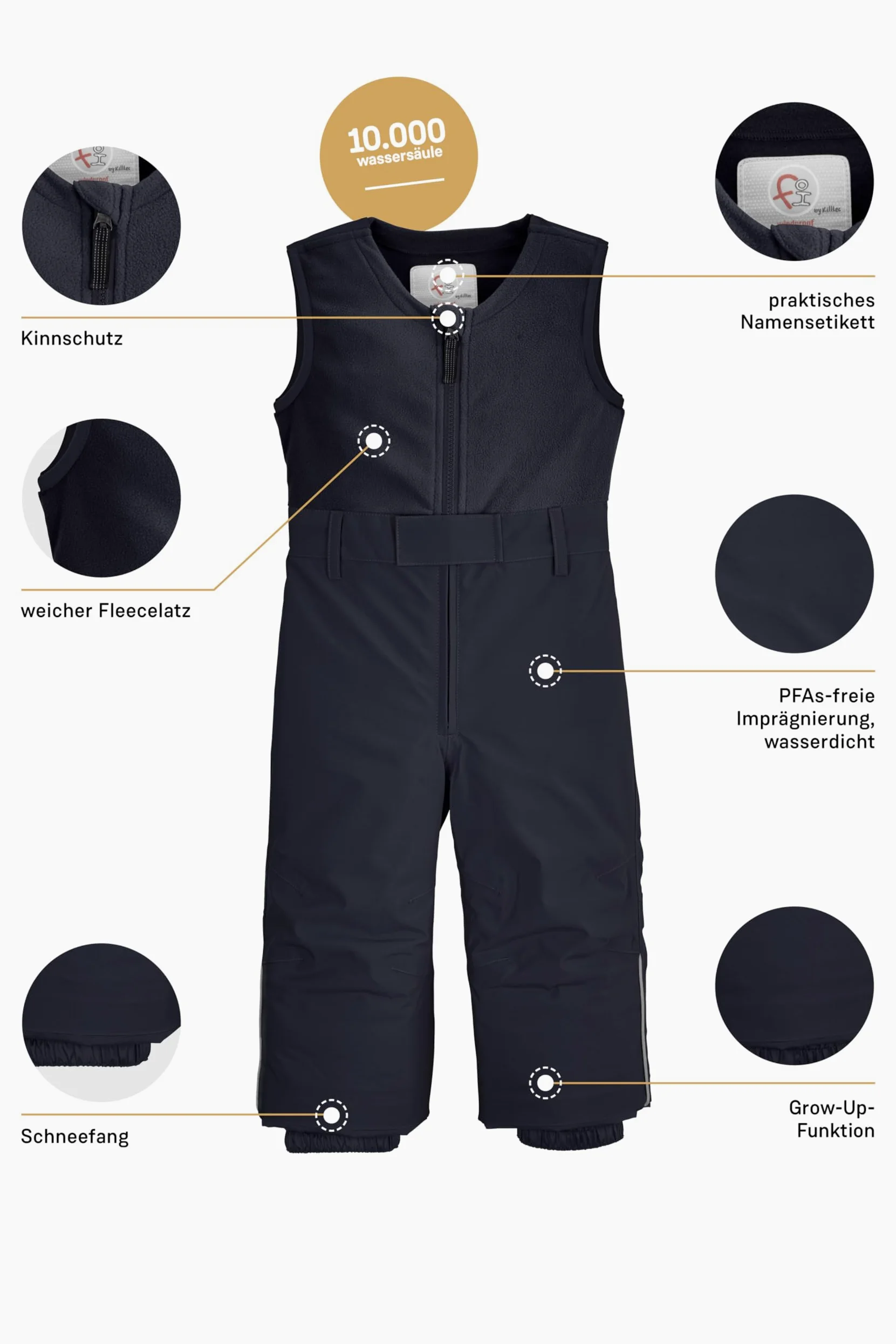 first instinct by killtec - Fisw 34 MNS Ski Pnts, Salopette Calda con paraneve Unisex - Adulto