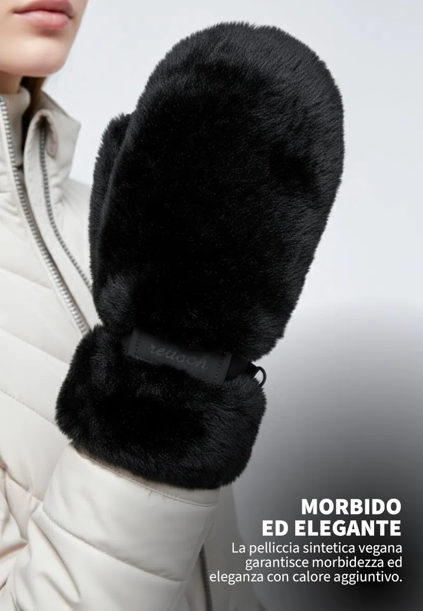 Reusch Molly Muffole da donna con PrimaLoft Gold – Morbidi guanti invernali con pelliccia sintetica, funzione touchscreen, impermeabili, antivento, traspiranti e con morbida fodera