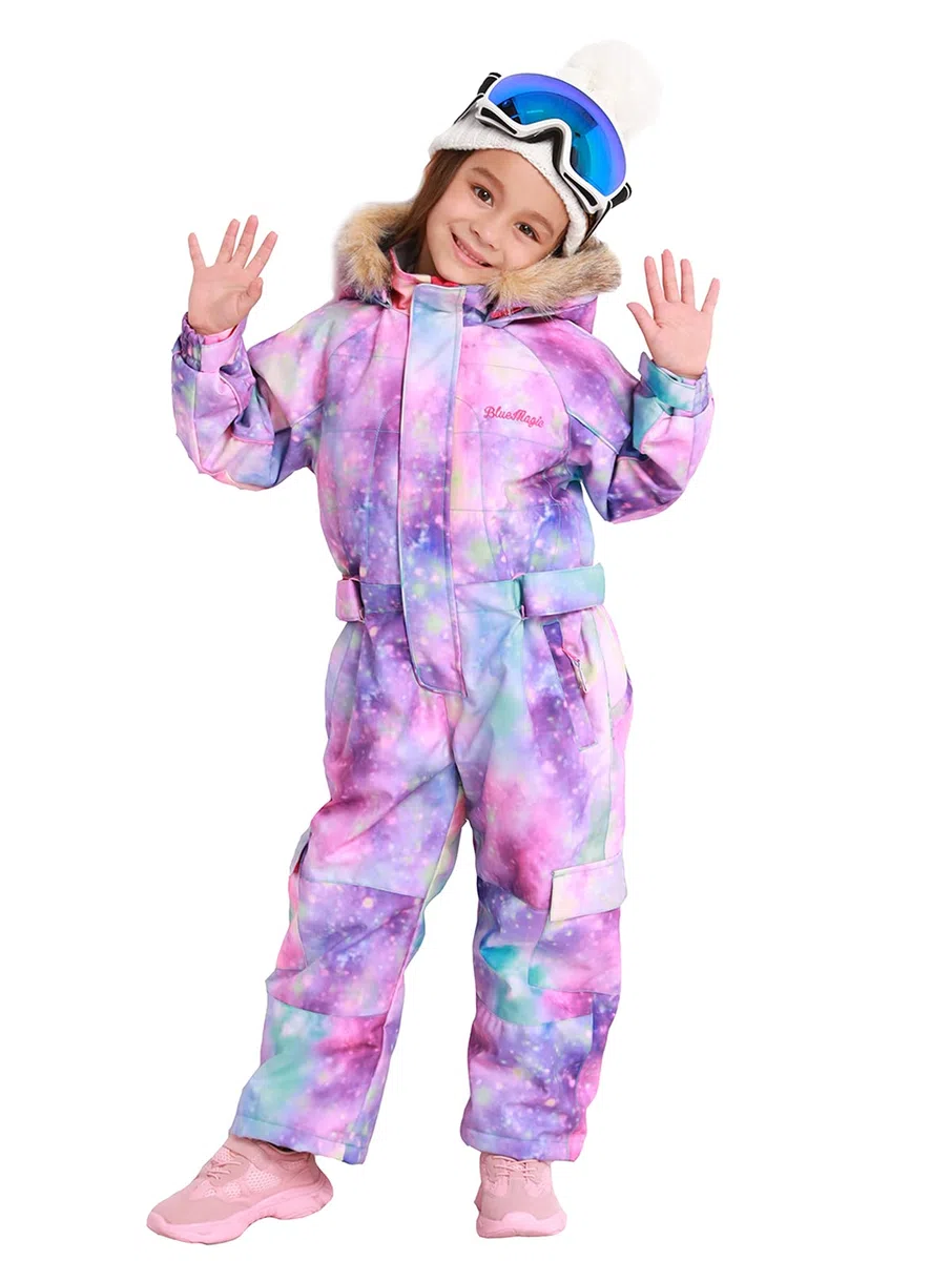Bluemagic Tute da Neve Bambino e Ragazzi, Tute da Sci Bambine e Ragazze, Tuta da Neve di un Pezzo Bambini Invernale Outdoor Antivento, Calda, Impermeabile e Traspirante, Apertura con Cerniera