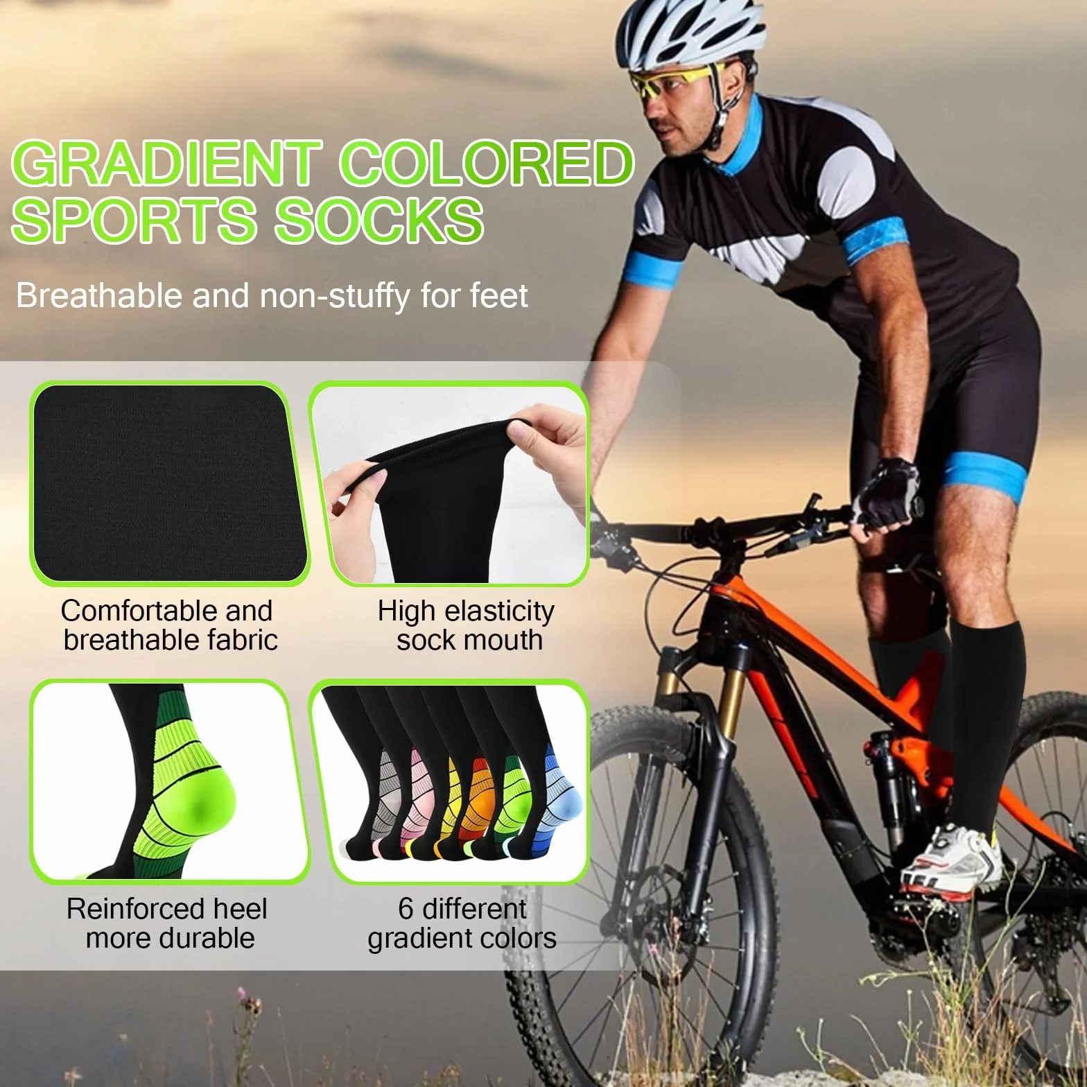 6 Paia Calze a Compressione Graduata Donna e Uomo, Calze al Ginocchio, Calze Elastiche a Compressione,