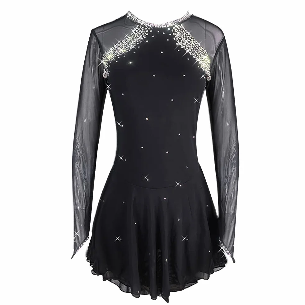 LIUHUO Gonna da Pattinaggio Artistico Blu Scuro Costume da Donna per Ragazze Semplice e generoso Pattinaggio Artistico