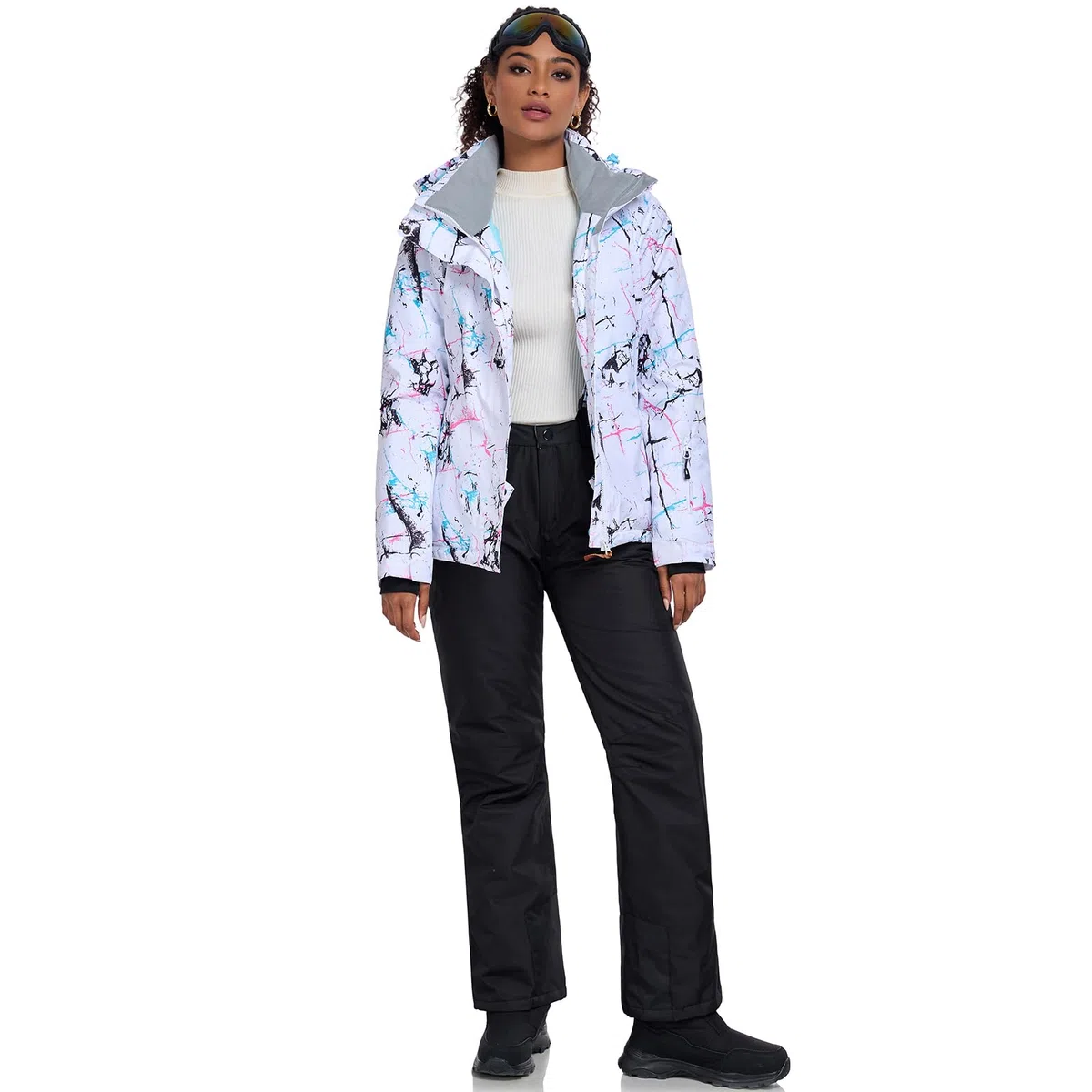 HOTIAN Giacca da sci da Donna e pantaloni Set, Giacca invernale Donna Calda,Pantaloni Da Sciimpermeabili E Cappotto,per Il Lavoro All'aperto Sci Pesca Equitazione Moto