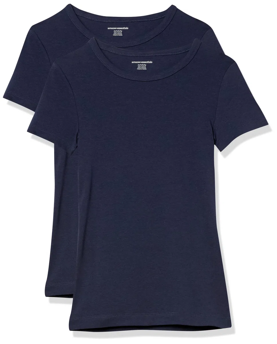 Amazon Essentials Donna T-Shirt Girocollo a Maniche Corte Slim