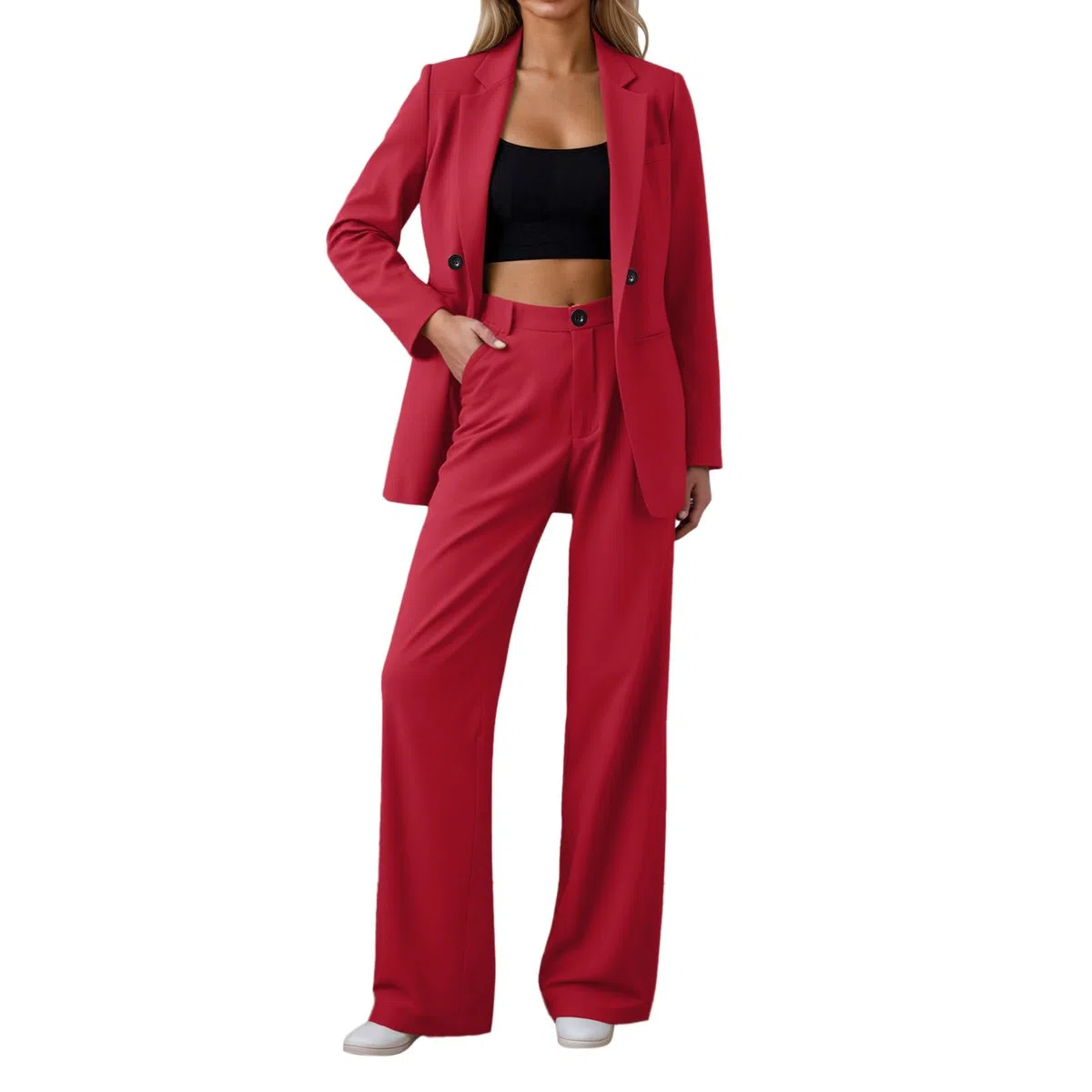Tuta Donna Elegante Curvy Set Pantaloni e Giacca Cerimonia Tuta Elegante Ufficio Affari Completo di Pantaloni e Blazer Slim Fit 2 Pezzi per Matrimonio Festa