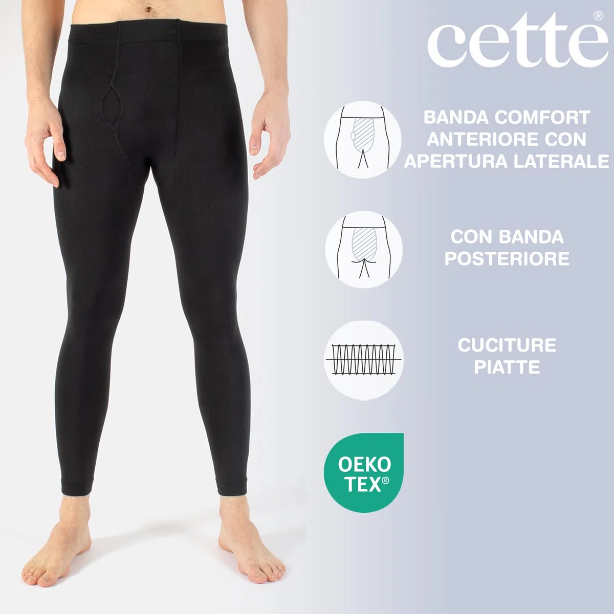 Cette Pack 1/2 Paia – Leggings Termico Uomo, Calzemaglie in Pile, Pantalone con Interno Felpato | 300 den | Nero | M/L, XL, XXL